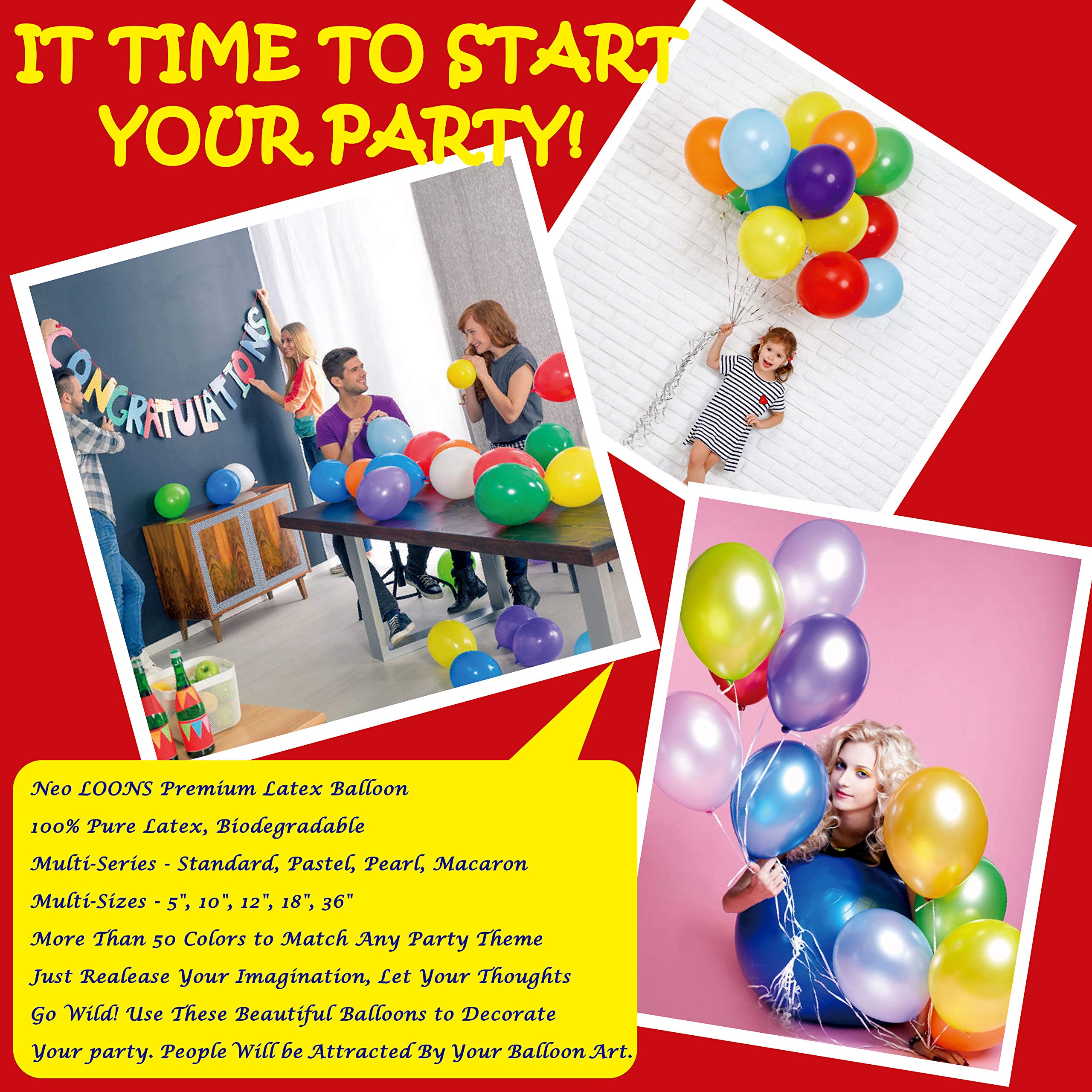 Neo LOONS® 100-Pack 5-Inch Premium Blue Latex Balloons - Perfect for Birthday Parties, Weddings, Baby Showers & Celebrations - Great for Decorations, Water Balloon Fights & Party Games