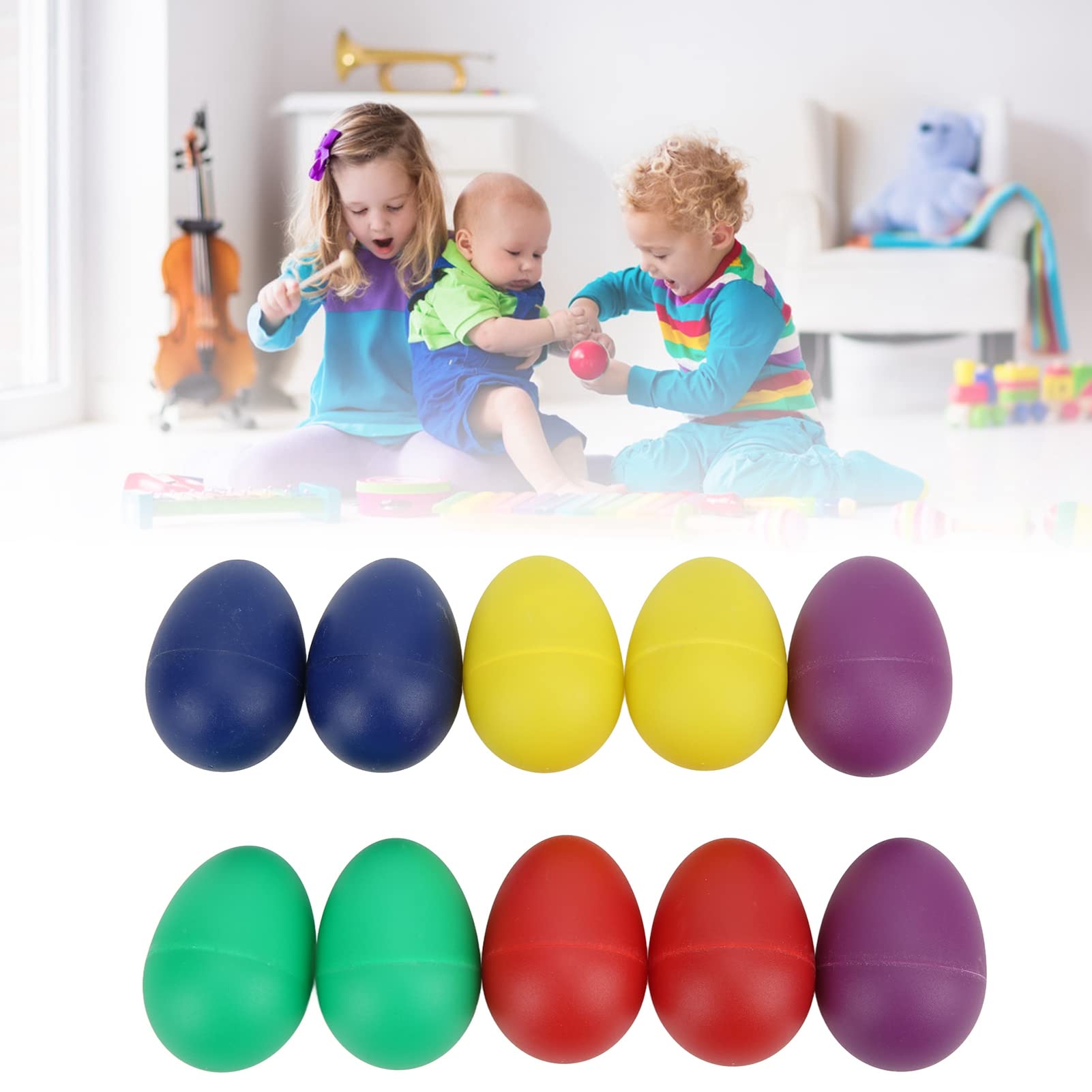 10 Pcs Colorful Plastic Egg Shakers - Percussion Musical Instrument Set for Kids, Easter Egg Maracas for DIY Painting & Learning - Perfect for Classroom, Music Therapy & Early Childhood Education