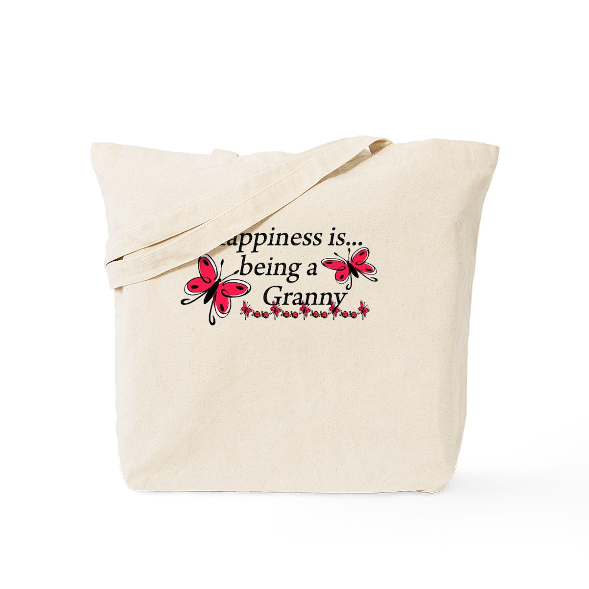 Butterfly 'Being A Granny' Natural Canvas Tote Bag - Reusable Eco-Friendly Shopping Bag for Groceries, Beach & Grandma Gifts