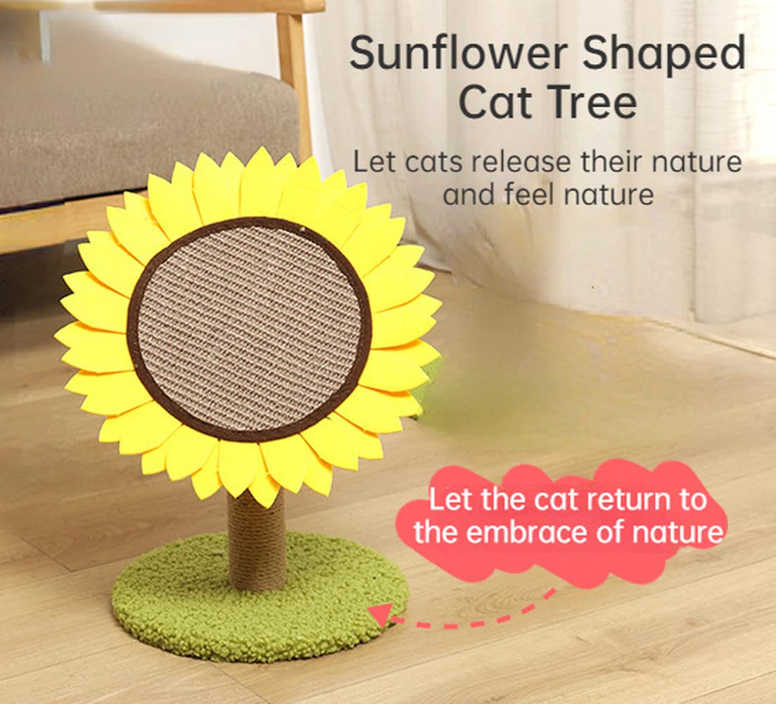 Natural Sisal Cat Climbing Tree with Scratching Post - Durable Sunflower Design Cat Tower for Indoor Kittens - Perfect for Play, Exercise & Nail Care in Home or Office