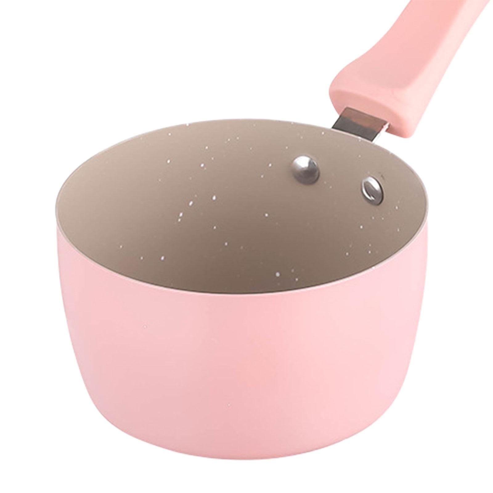 Folpus Stainless Steel Milk Pot - Small Soup & Coffee Warmer for Gas Stove, Pink Medical Stone Design - Perfect for Kitchen, Camping & Medical Use