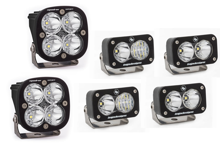 Ford Bronco Baja Designs S2 SAE Sportsmen Fog Pocket Light Kit with Upfitter - Clear Lens Off-Road LED Lights for Adventure & Night Driving