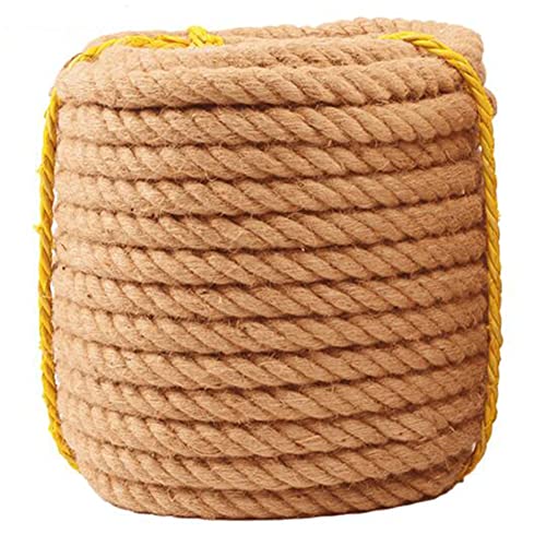 Natural Jute Rope & Hemp Twine - 20mm Thick, 30M Length for Tug of War, Crafts, Home Decor, Gardening & Bundling - Durable Eco-Friendly Cord for DIY Projects, Outdoor Activities & Decorative Uses