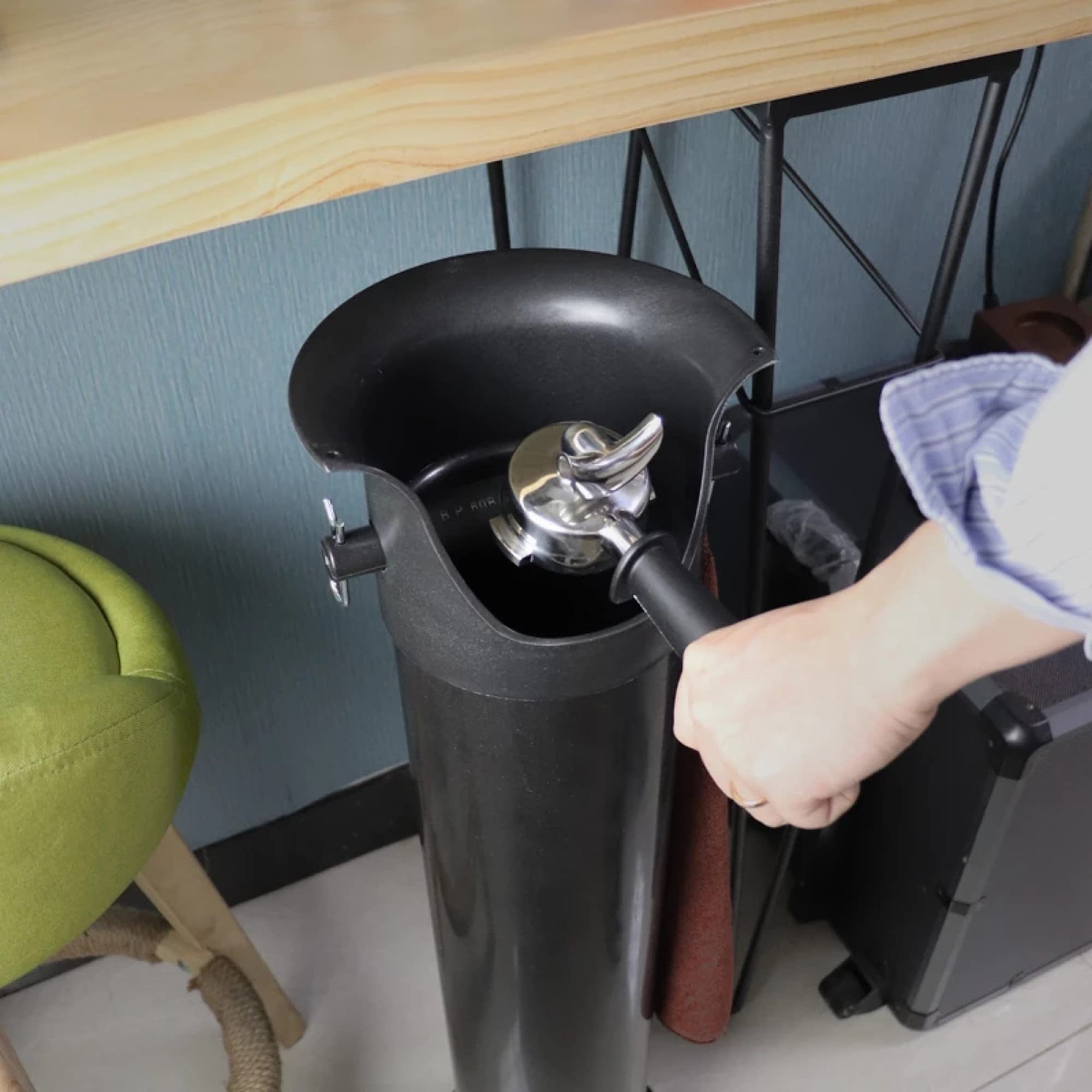 Premium Commercial Floor Standing Knock Box for Espresso Grounds & Coffee Residue - Heavy Duty Dump Bin for Coffee Shops, Bars & Home Kitchens - Perfect for Espresso Machine Cleaning & Barista Workstations