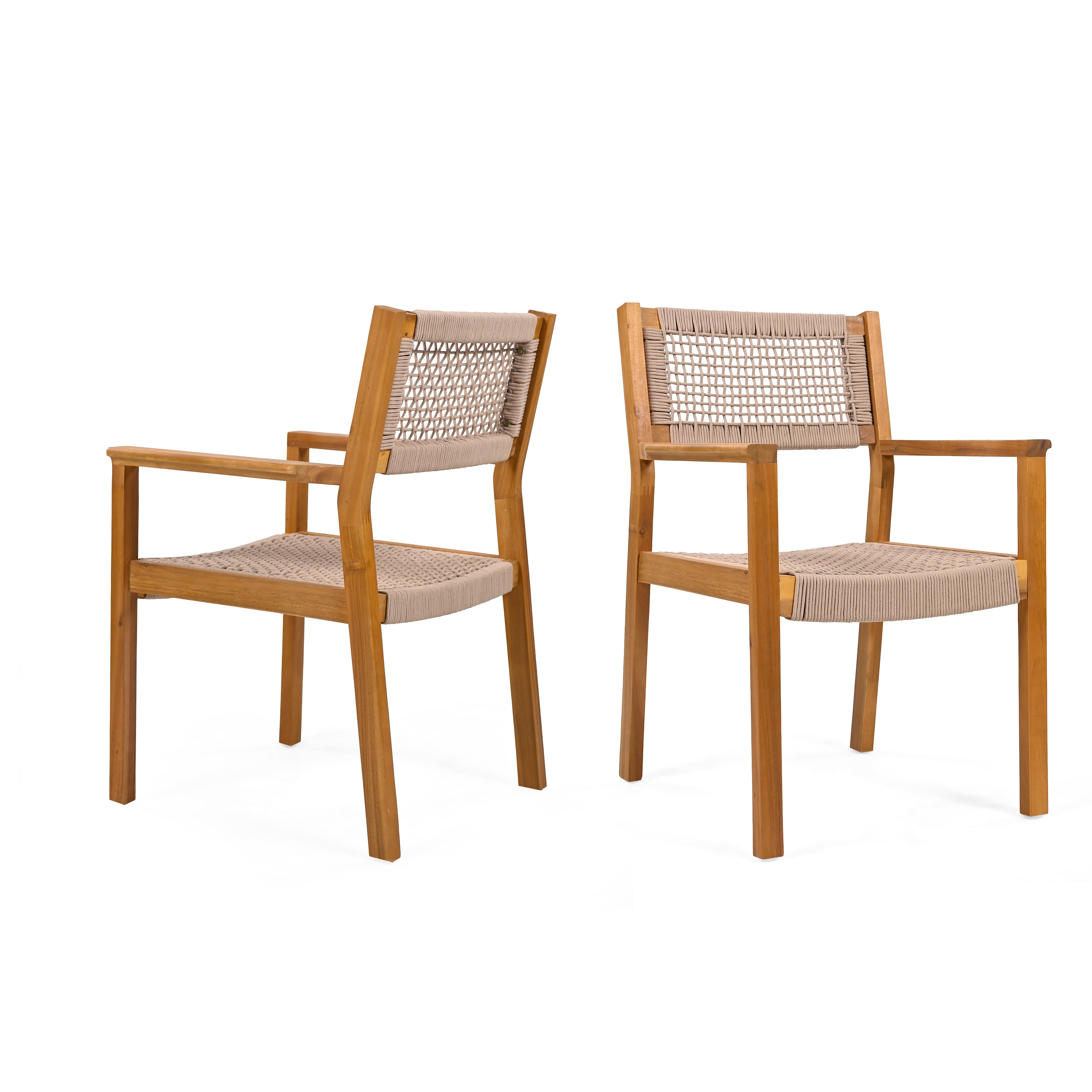 Braided Dining Chair Light Brown - Woven Rattan Seat, Sturdy Wood Frame - Perfect for Kitchen, Dining Room, Patio & Boho Home Decor