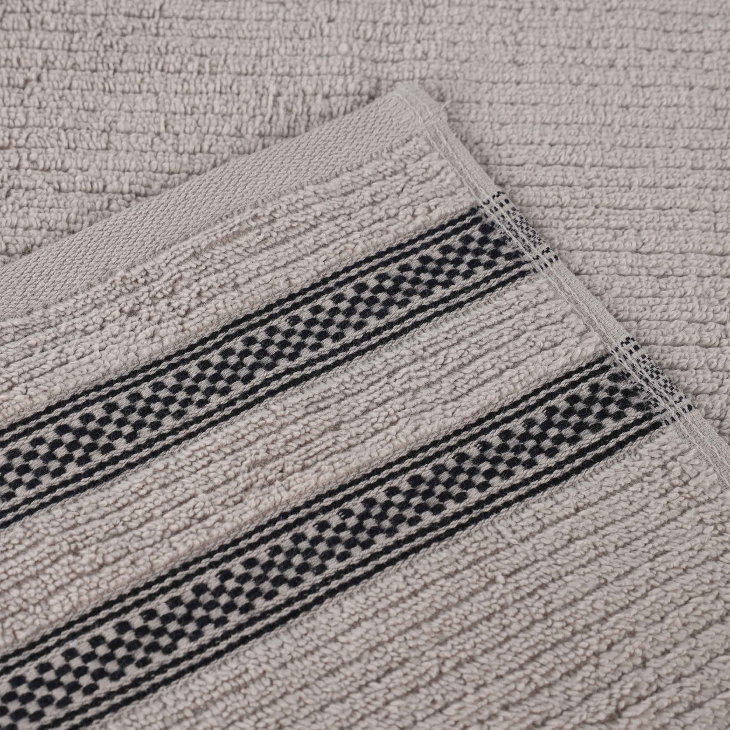 12-Pack Zero Twist Cotton Ribbed Geometric Border Plush Face Towels | Ultra Soft Bath & Hand Towels for Spa, Gym, Travel & Home Use