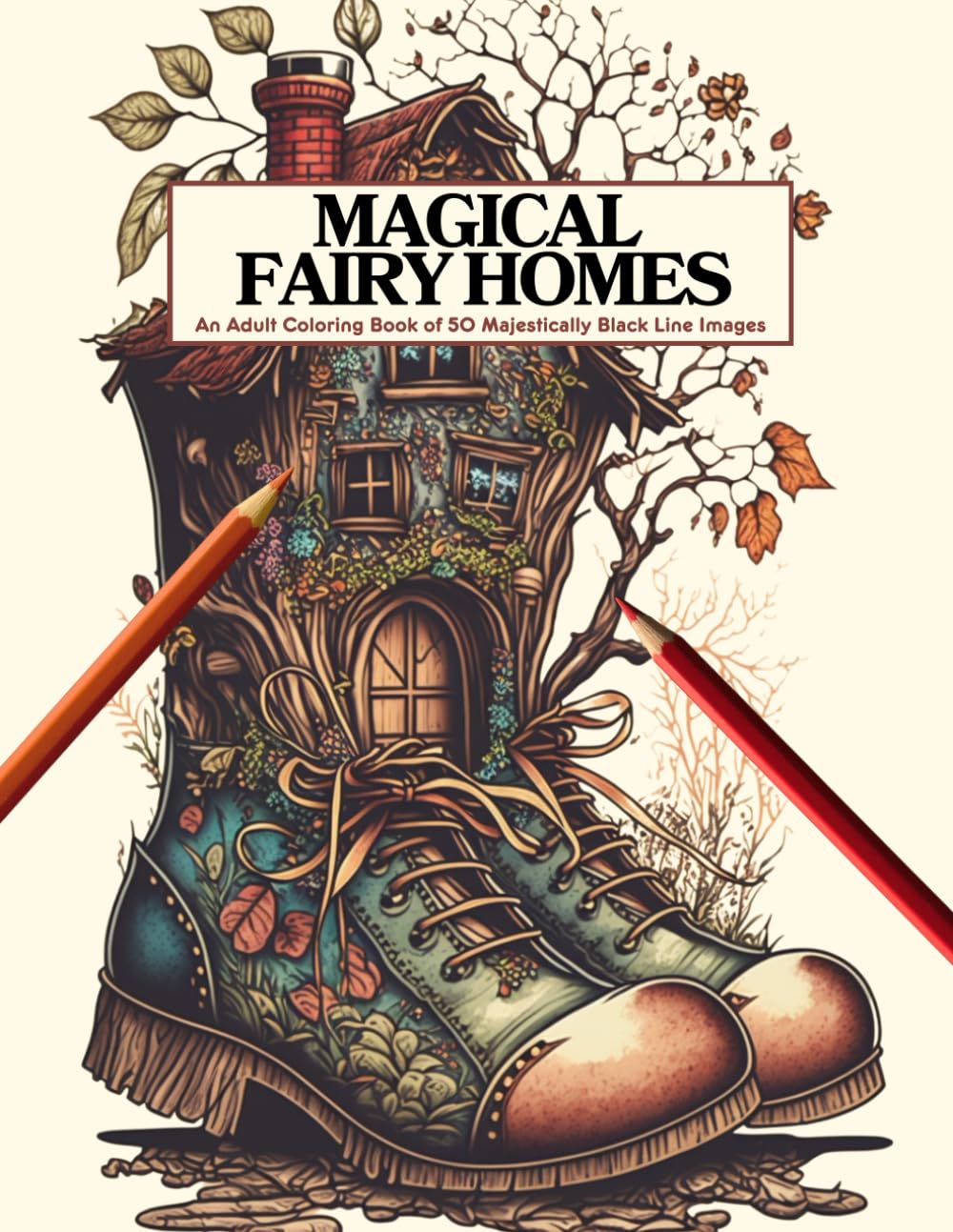 Magical Fairy Homes Adult Coloring Book - 50 Majestically Detailed Black Line Illustrations of Fairytale Architecture | Relaxation & Stress Relief for Artists