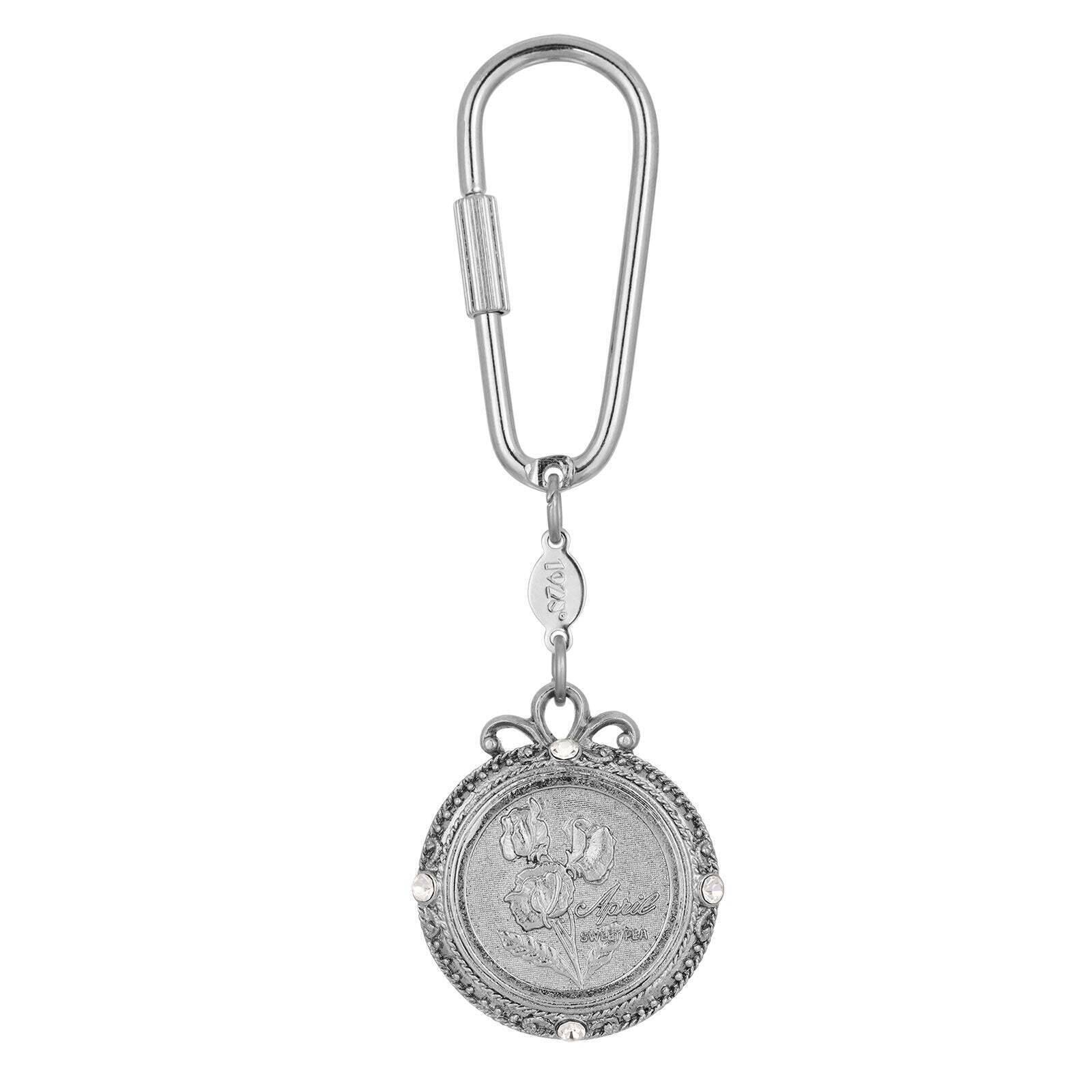 1928 Jewelry Crystal Flower of The Month Carabiner Keychain - Elegant Birthstone Key Ring for Women, Perfect Gift for Birthday, Anniversary & Special Occasions