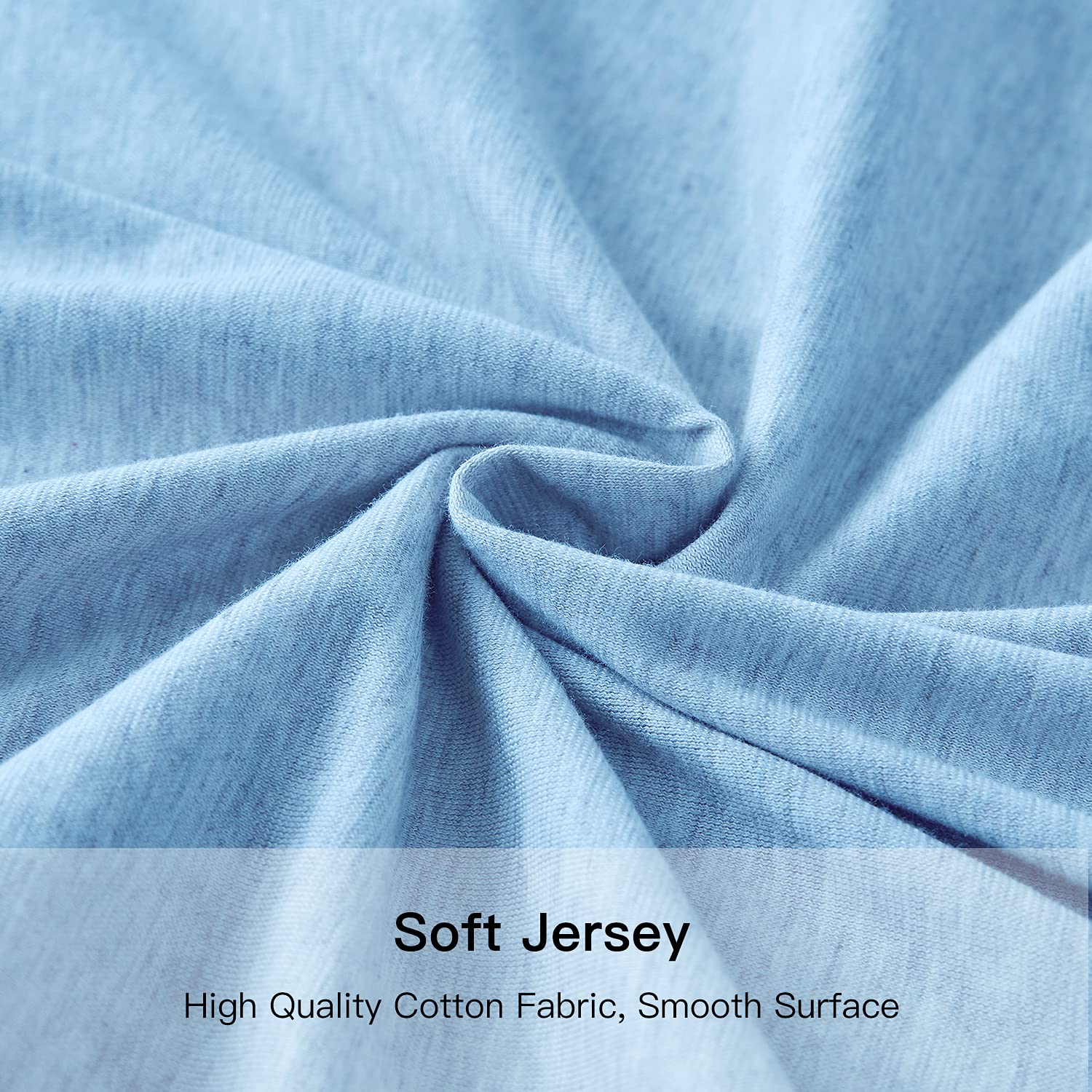 20x54 Inch Pure Cotton Body Pillow Cover - Soft Jersey Zippered Pillowcase, Hypoallergenic & Breathable - Light Blue - Perfect for Pregnancy, Nursing, Back Support & Lounge Comfort