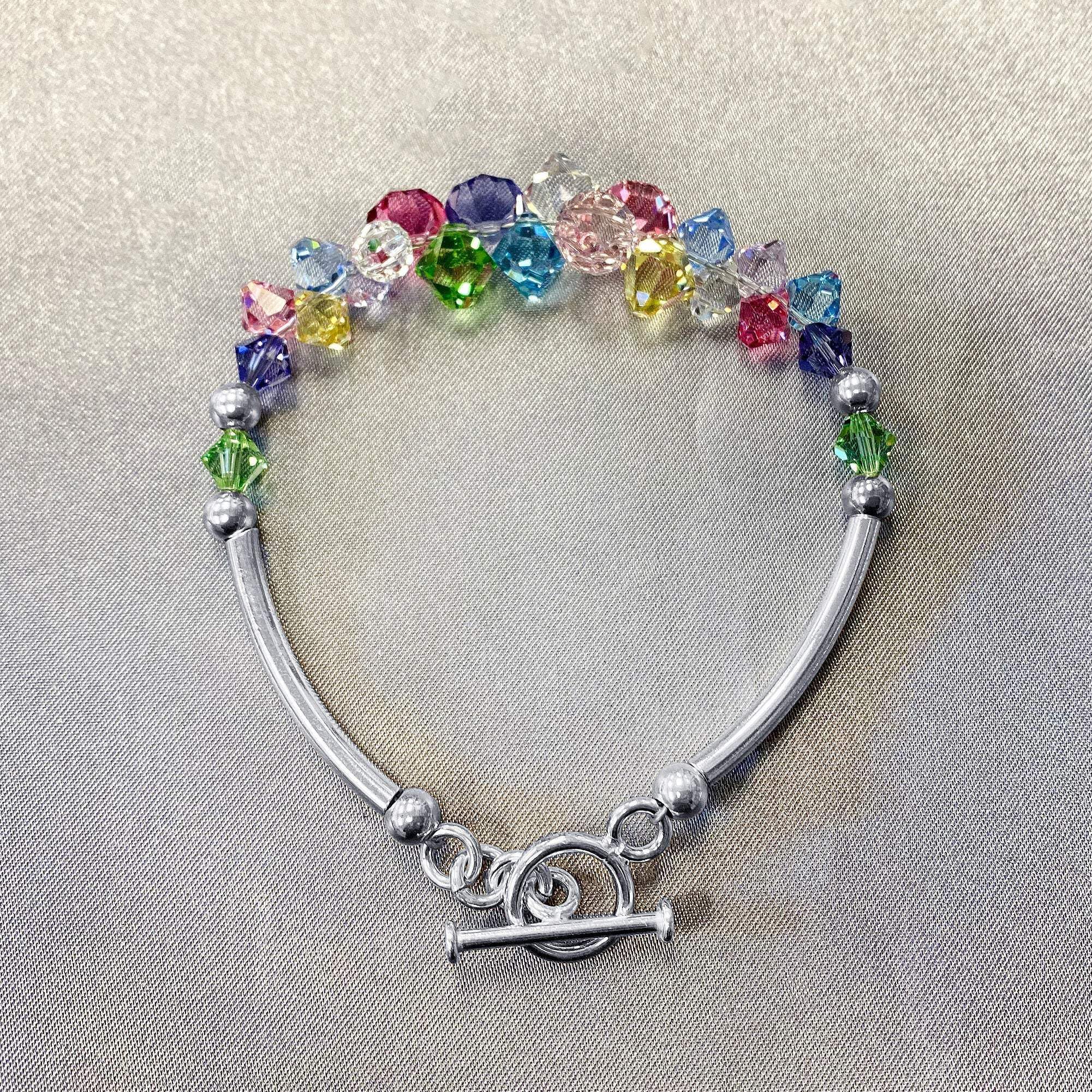 Sterling Silver Bracelet with Austrian Crystals - 7.5