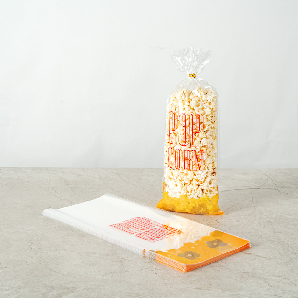 Clear Plastic Popcorn Bags 17x7 Inches - 100 Count Box | Perfect for Movie Nights, Concessions & Party Snacks
