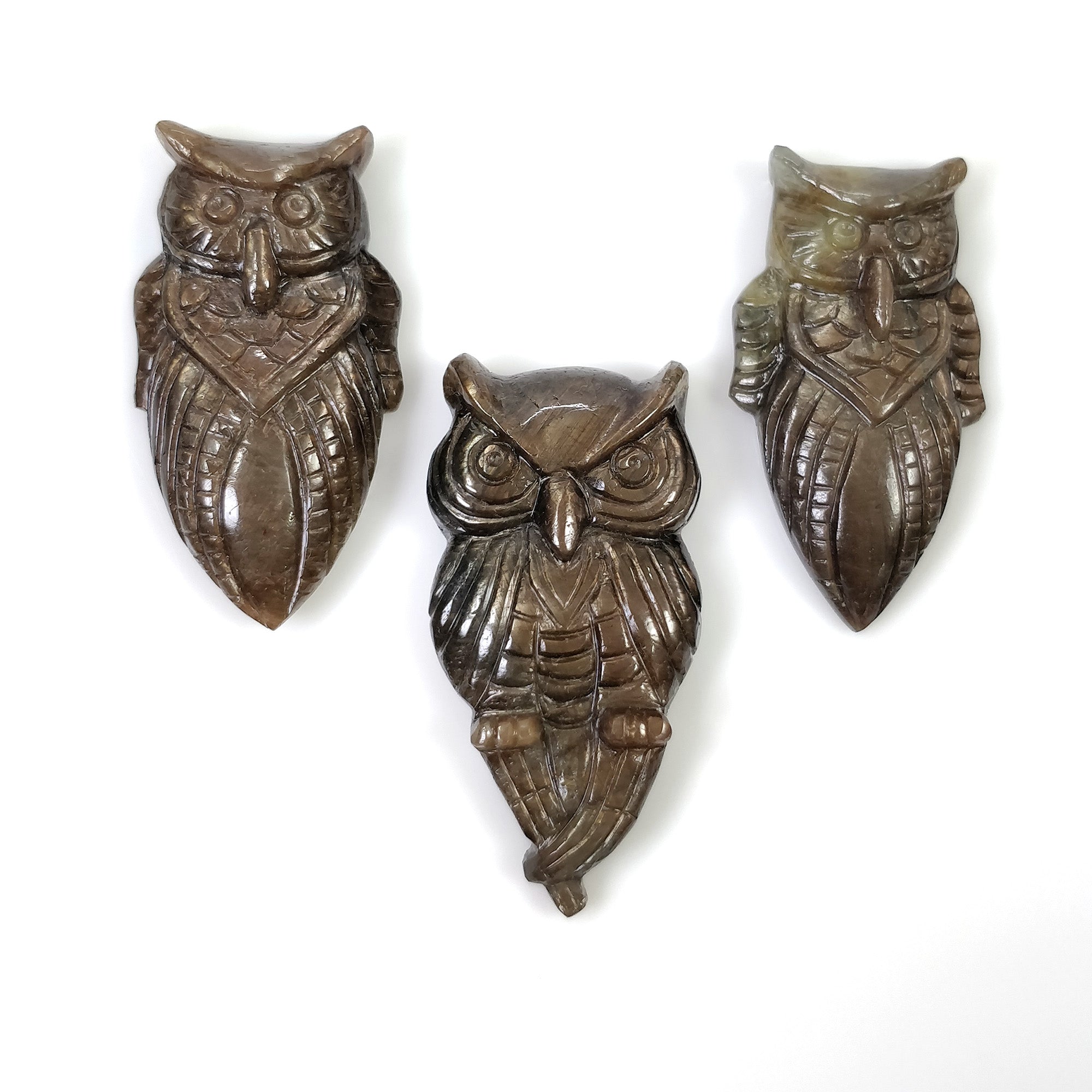 Natural Untreated Golden Brown Chocolate Sapphire Gemstone Carving - Hand Carved Owl Pendant for Jewelry Making & Collectors | Unique Gift for Birthdays, Anniversaries & Spiritual Healing