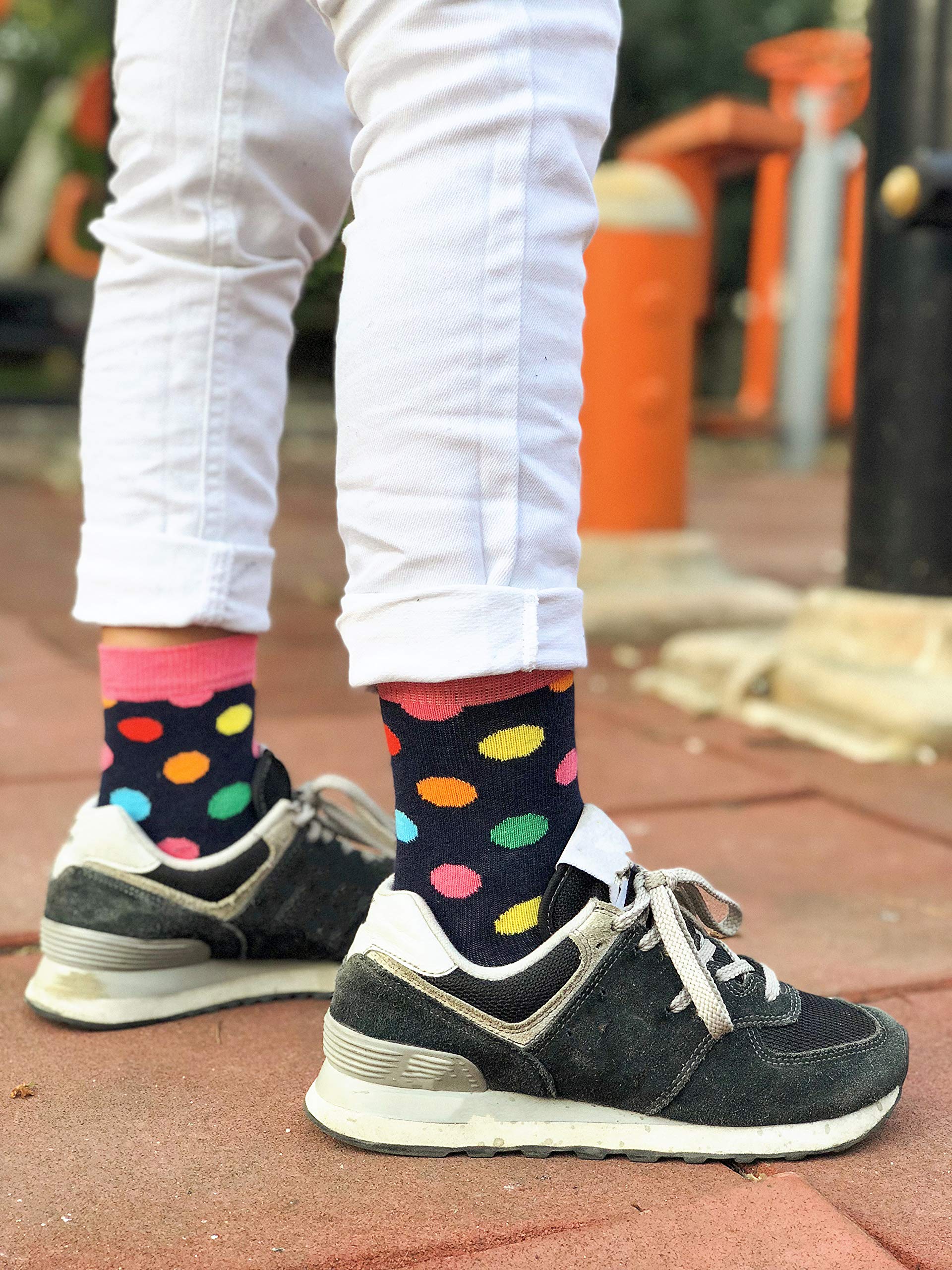 Kids 5-Pair Fun Colorful Cotton Crew Socks Gift Set - Soft Comfortable Dress Socks for School, Party & Everyday Wear