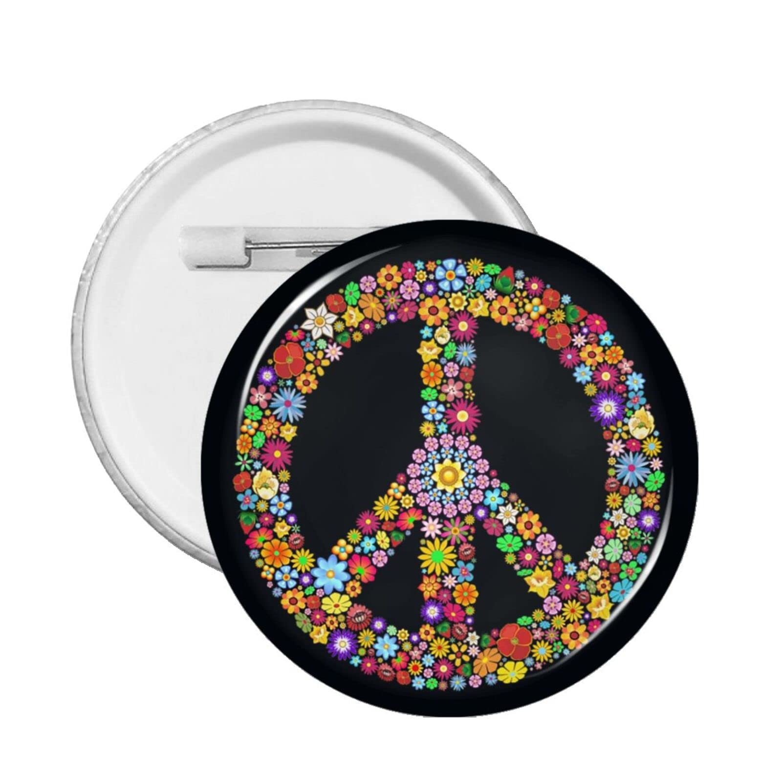 Peace Sign Love Button Pins for Men & Women - Round Badge Brooch for Outfits & Bags