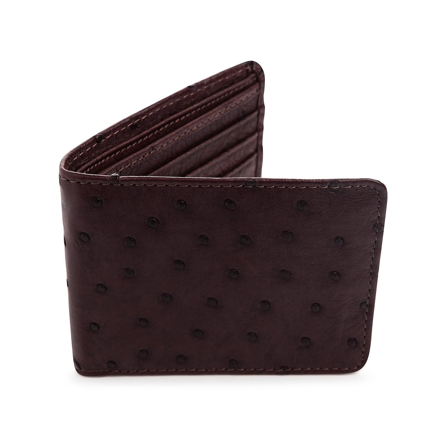 Genuine Dark Brown Ostrich Leather Men's Wallet - Slim Bifold RFID Blocking for Everyday Use & Travel