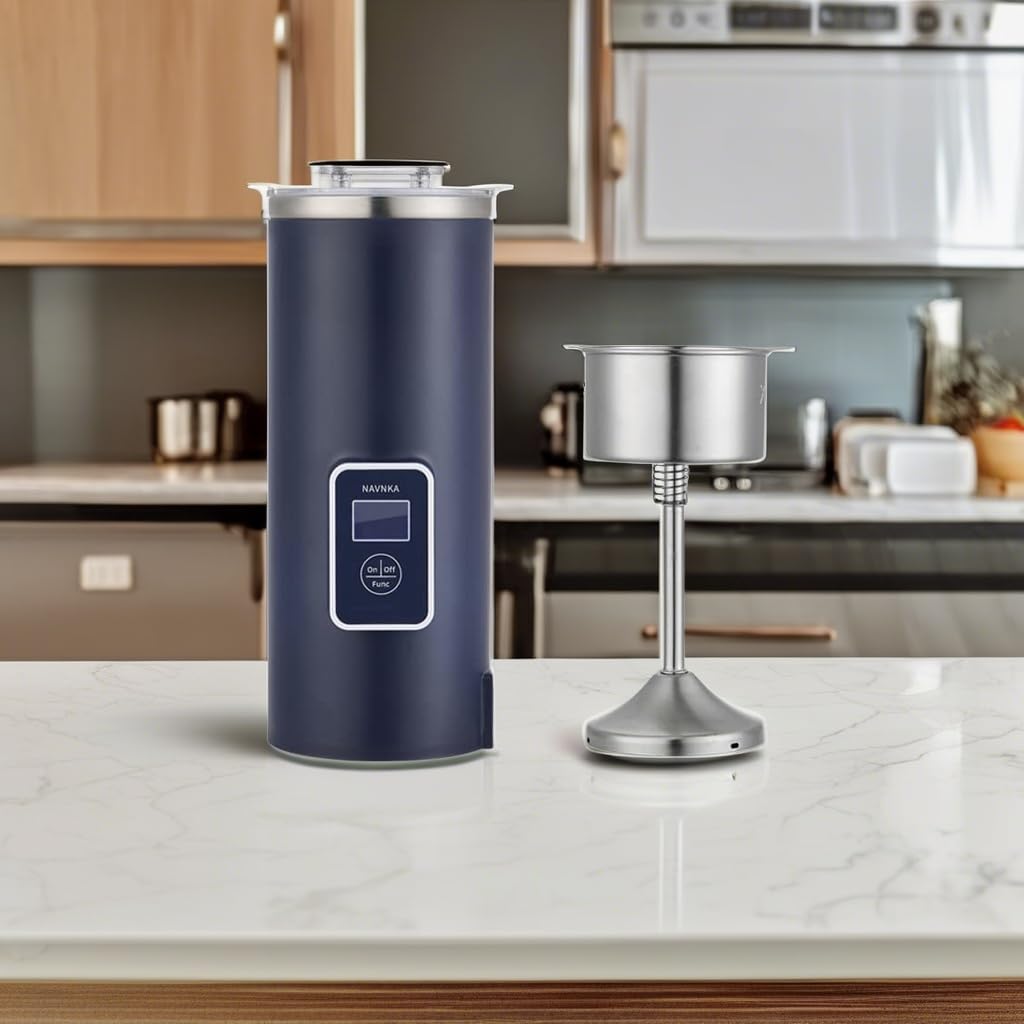 Portable 8oz Single Serve Coffee Maker & Electric Percolator - Fast Brewing, Compact Travel Coffee & Tea Maker, 110-120V Electric Kettle in Blue - Perfect for Home, Office & Camping Use