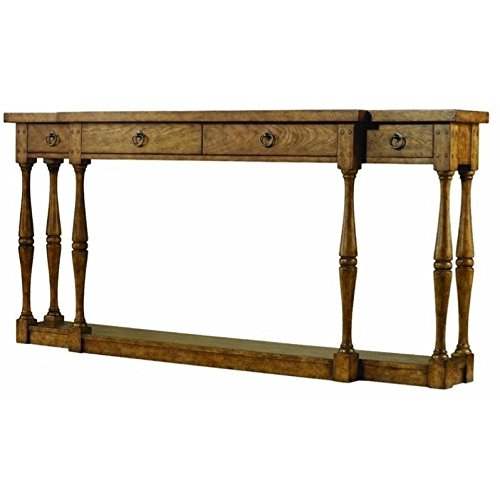 Hooker Furniture Sanctuary Four Drawer Wood Console Table - Drift Brown Finish - Entryway, Living Room & Hallway Storage Solution