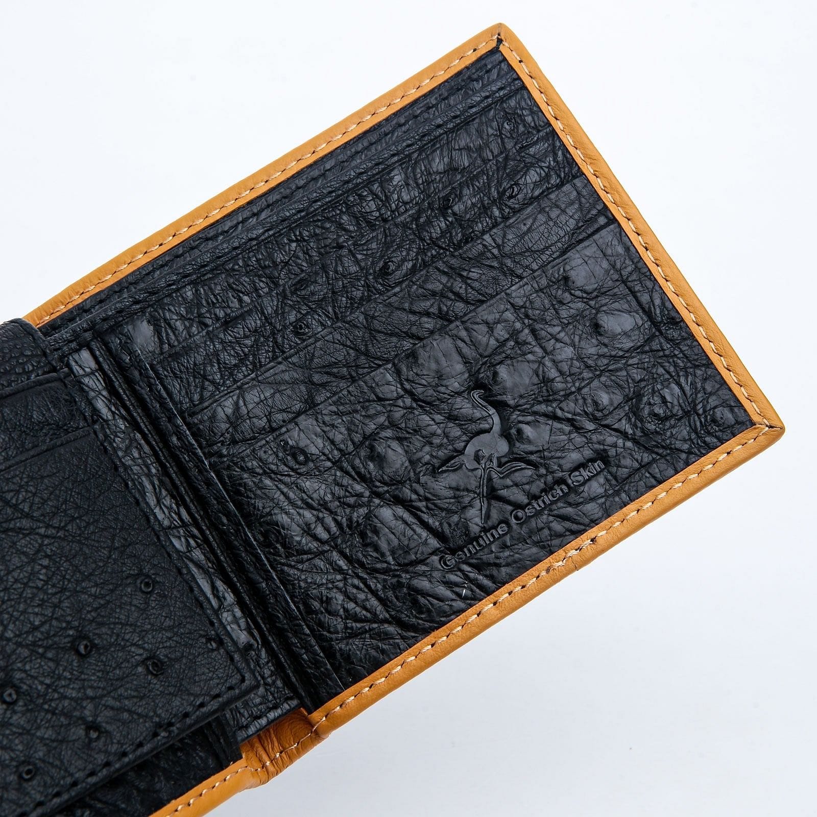Authentic Black Ostrich Leg Leather Wallet for Men - Luxury Slim Bifold Credit Card Holder with RFID Protection - Perfect for Business, Travel & Everyday Use