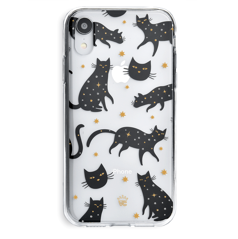 Black Cat Clear iPhone Case - Slim Protective Cover for iPhone 13/14/15 - Cute Feline Design for Cat Lovers - Perfect for Daily Use & Gift Giving