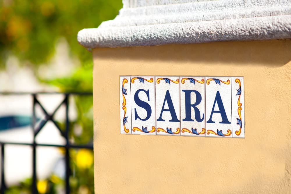 Hand Painted Glazed Ceramic House Numbers - Spanish Technique Address Plaque for Home, Mailbox & Front Door (Set of 9) - Perfect for Curb Appeal & Package Delivery Identification