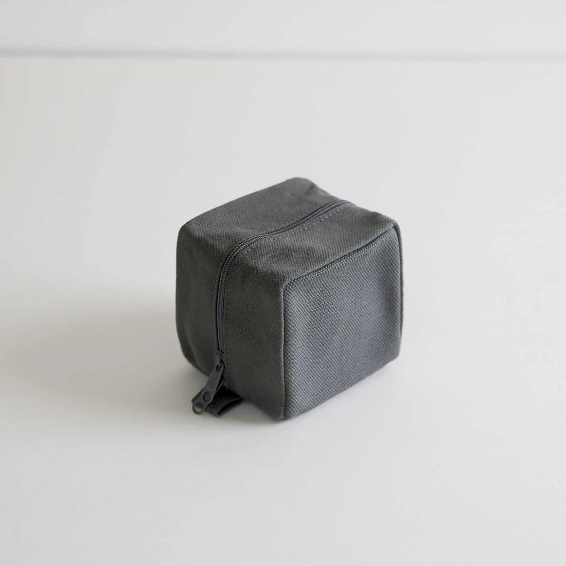 Kurashiki Hampu Canvas Pouch Small Size Bluish Gray - Japanese Handmade Cotton Pouch for Travel, Makeup, Stationery & Daily Essentials