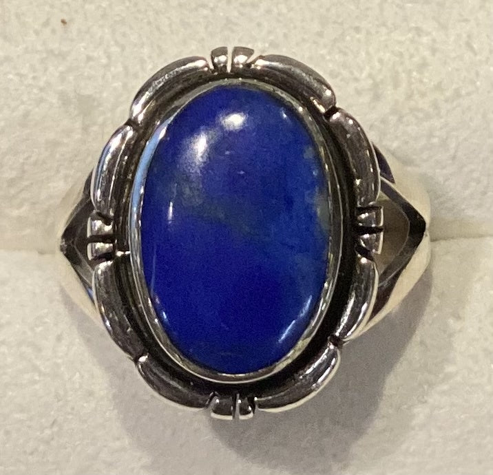 Lapis Large Circle Ring - Size 6.5 - Handmade Blue Stone Statement Jewelry for Women - Perfect for Boho, Wedding & Everyday Fashion Accessories