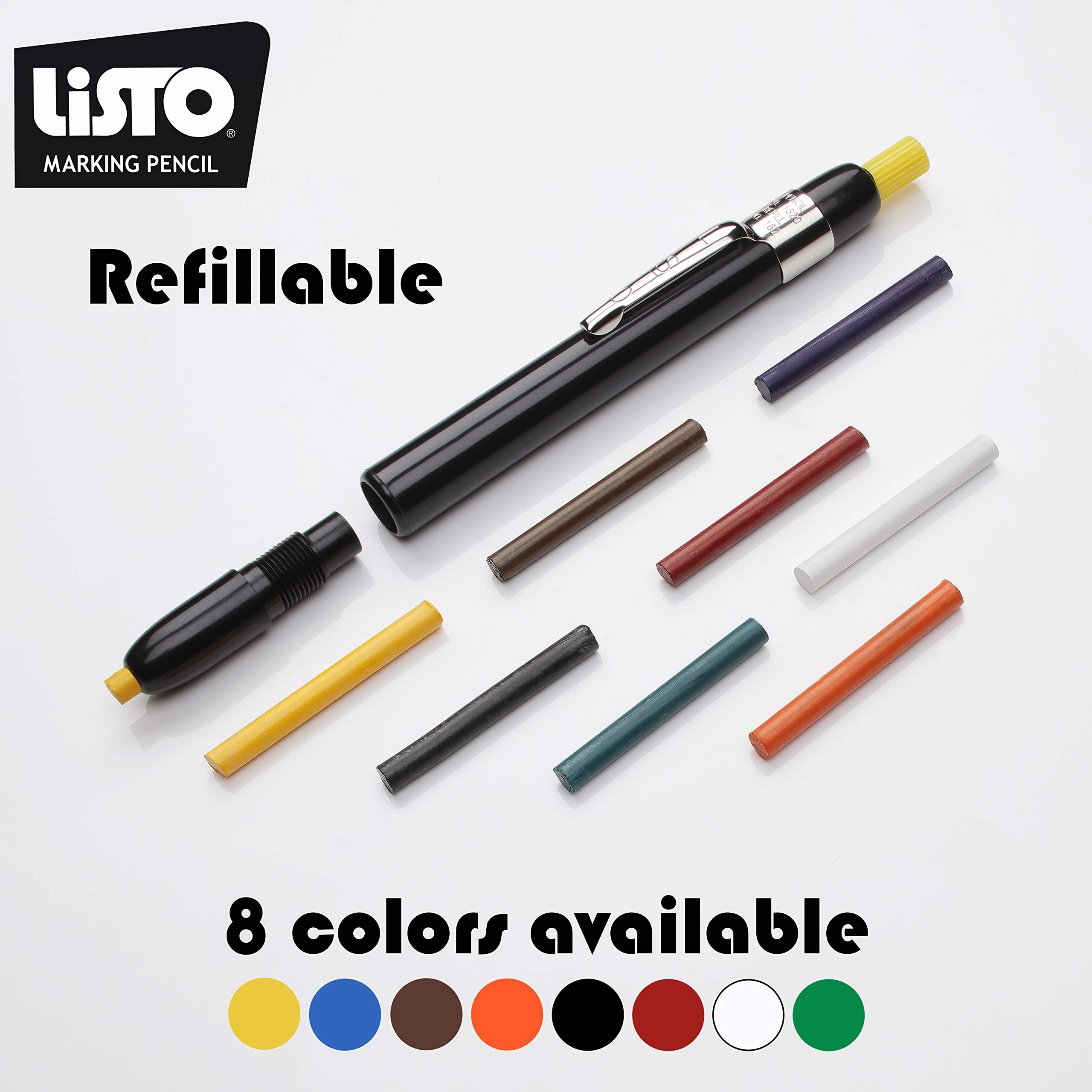 Listo 162 Black Grease Pencils - Box of 72 Refillable Wax Marking Pencils for Wood, Metal & Glass | China Markers for Construction, DIY & Industrial Use
