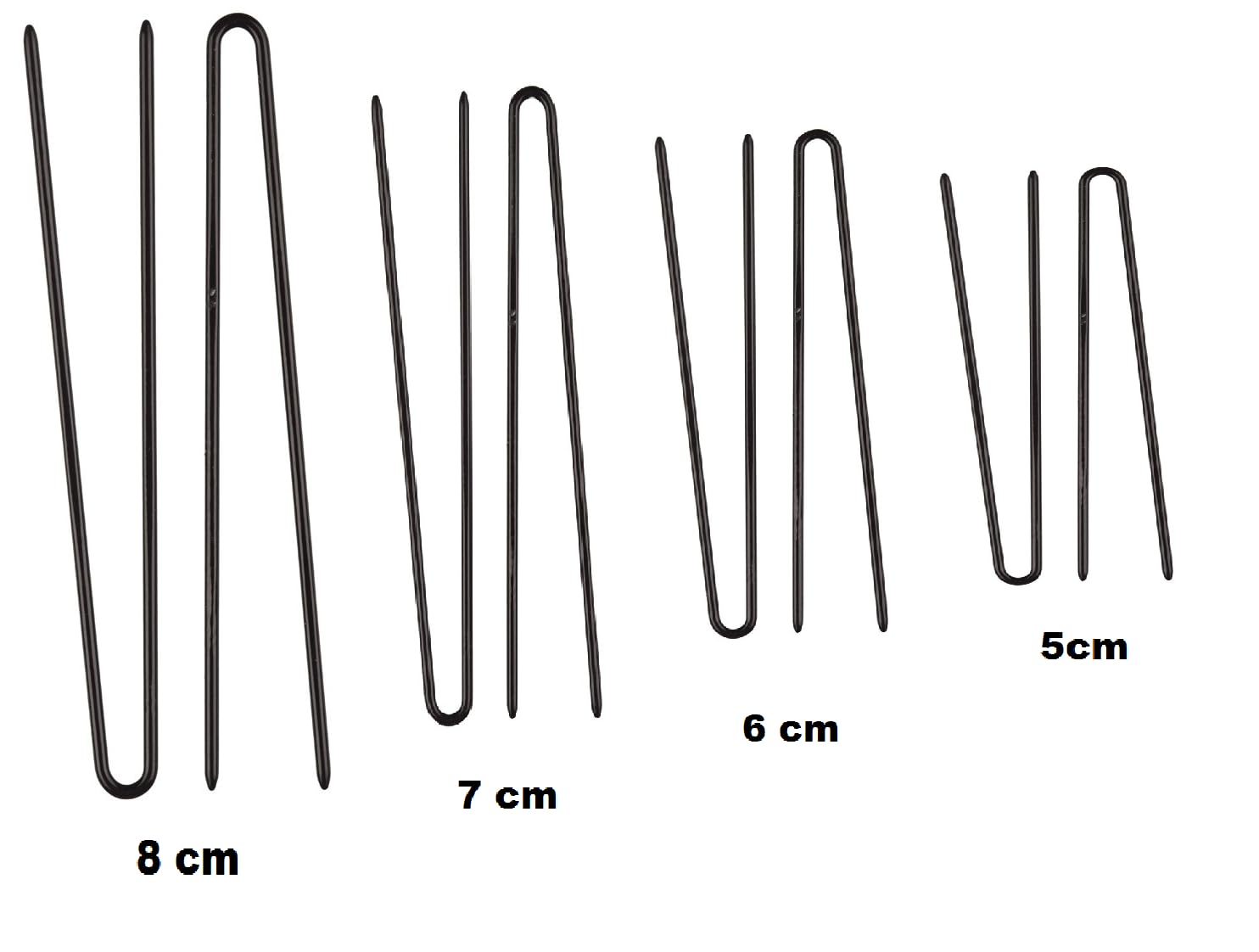 Nyamah U-Shaped Hair Pins for Women & Kids - 8cm, 7cm, 6cm, 5cm (96pc Each) - Strong Hold Bobby Pins & Bun Pins for Hair Styling, Salon Use, Wedding, Prom & Everyday Hairstyles