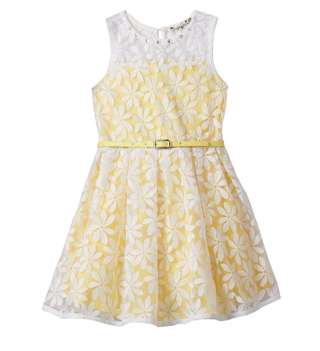 3T Lemonade Crochet Flower Overlay Dress for Toddler Girls - Perfect for Summer Parties, Photo Shoots & Special Occasions