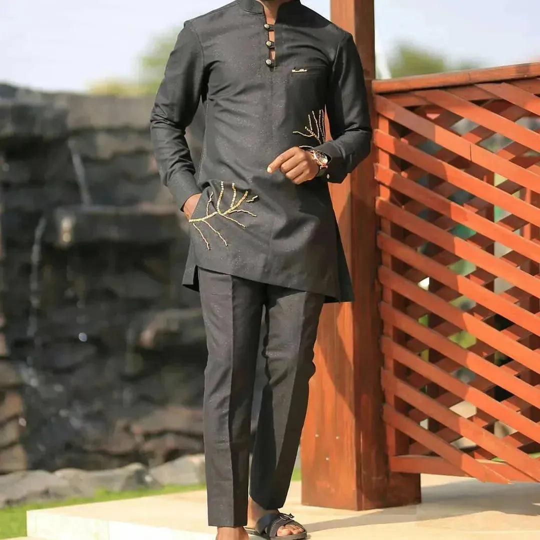 Elegant African Embroidered Formal Outfit Set for Men & Women - Perfect for Weddings, Parties & Special Occasions