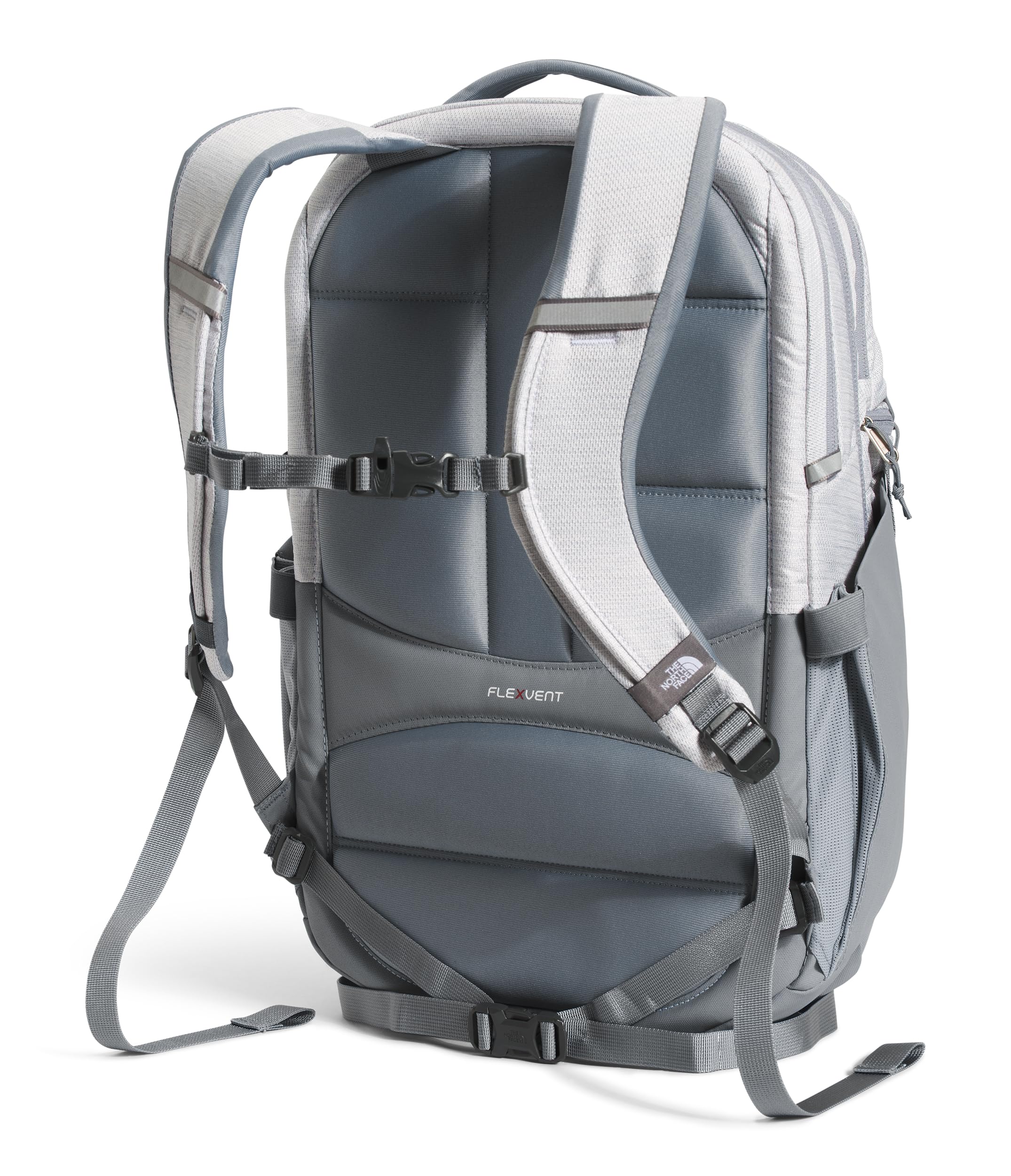 THE NORTH FACE Women's Surge Commuter Laptop Backpack - PFAS Free, Water-Resistant, TNF White Metallic Mélange/Mid Grey-NPF, One Size - Perfect for Work, Travel & College Campus Use