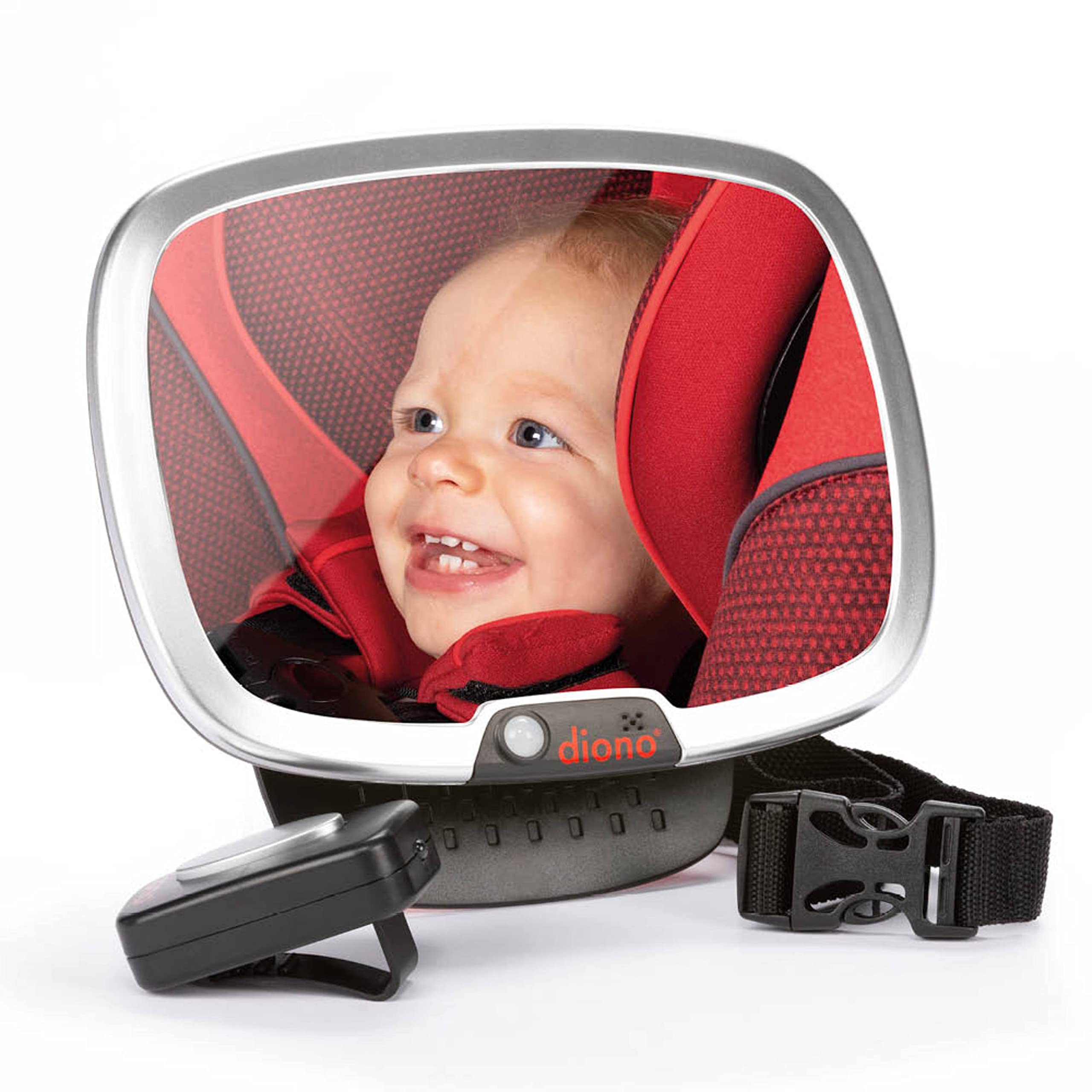 Diono Easy View Plus Baby Car Mirror with LED Light - 360° Rotating Safety Car Seat Mirror for Rear Facing Infants | Shatterproof & Crash Tested | Wide Crystal Clear View for Night Driving | Perfect for Road Trips & Daily Commutes with Baby
