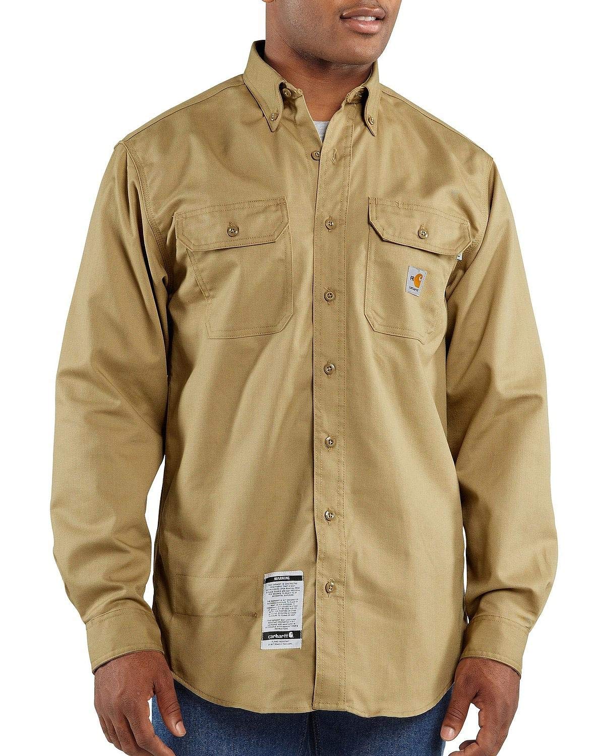Carhartt Men's Flame Resistant Classic Twil Shirt - Durable Workwear for Construction, Oil Rig & Industrial Safety - OSHA Compliant FR Clothing for Electricians & Welders