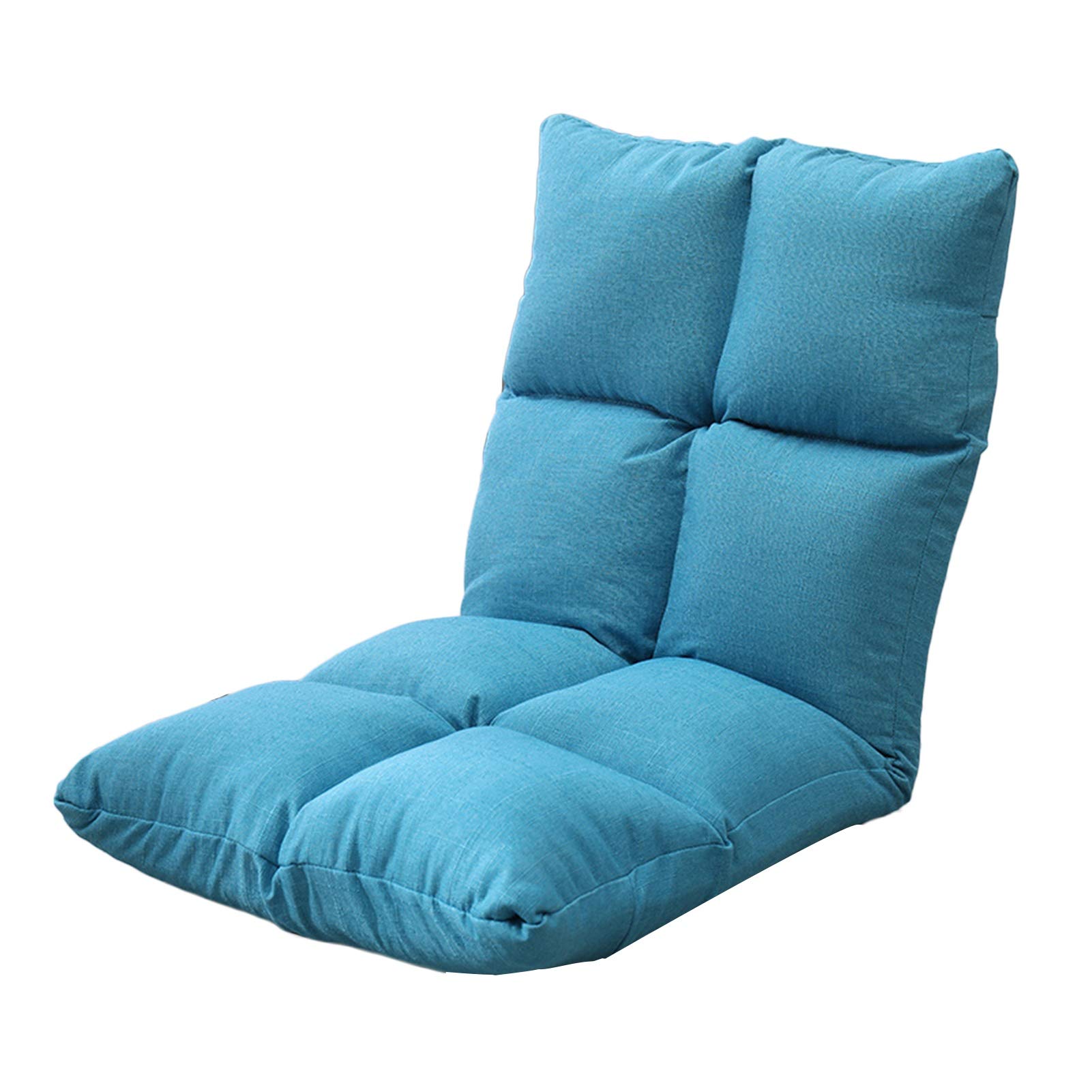 LIXIONG Adjustable Folding Floor Chair Sofa Bed - Ergonomic Backrest Lounger with Removable Washable Cover, Padded Cushion for Living Room, Office, Study, Yoga & Meditation (Blue) - Perfect for Relaxing, Reading & Small Space Living