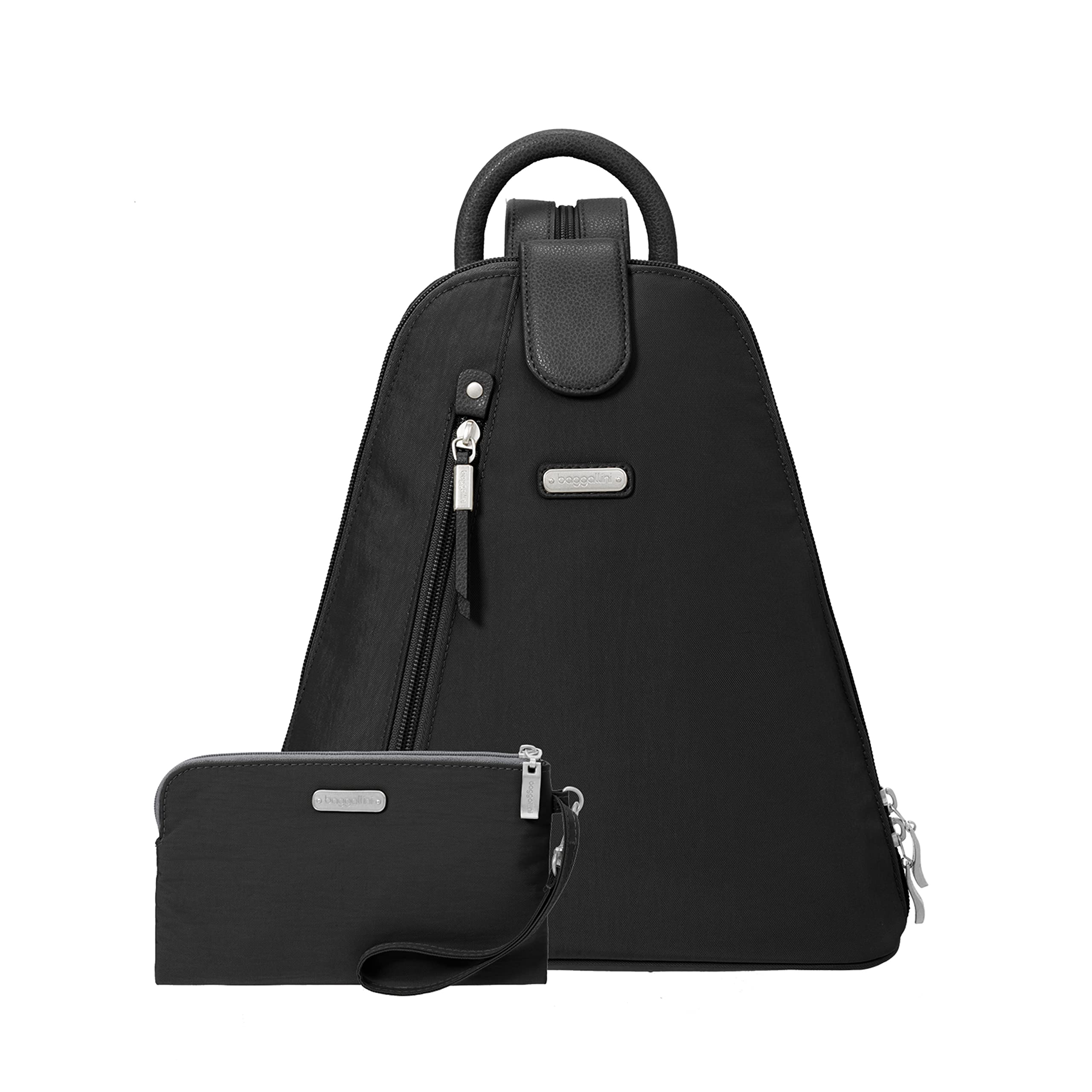 Baggallini Women's RFID Metro Backpack with Wristlet - Anti-Theft Travel Handbag, Black, One Size - Perfect for Commuting, Work & Airplane Carry-On