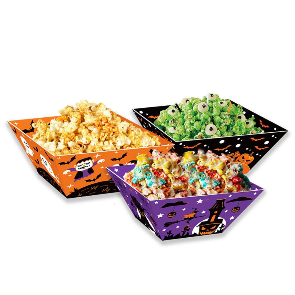 Zerodeko 12-Pack Halloween Popcorn Boxes - Party Snack Containers for Movie Night, Chocolate & Dessert | Perfect for Halloween Parties, Movie Nights & Themed Events