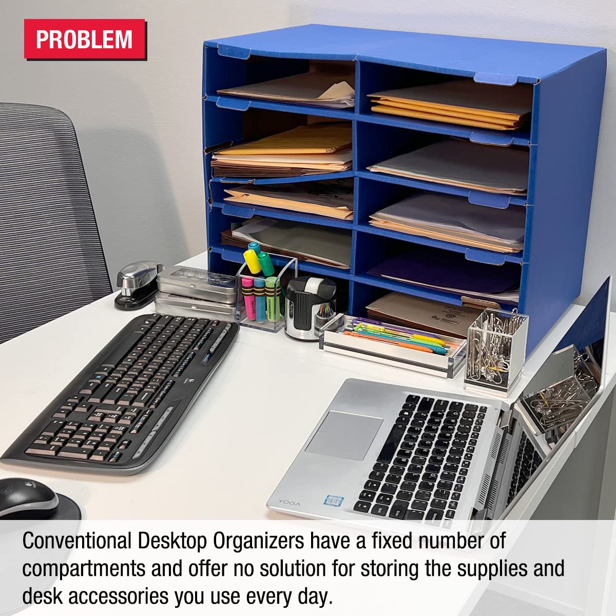 10-Tier Desktop Organizer with Letter Tray Sorter & Storage Base - Office Desk Accessories for Files, Supplies & Documents | Perfect for Home Office, Workstation & School Organization