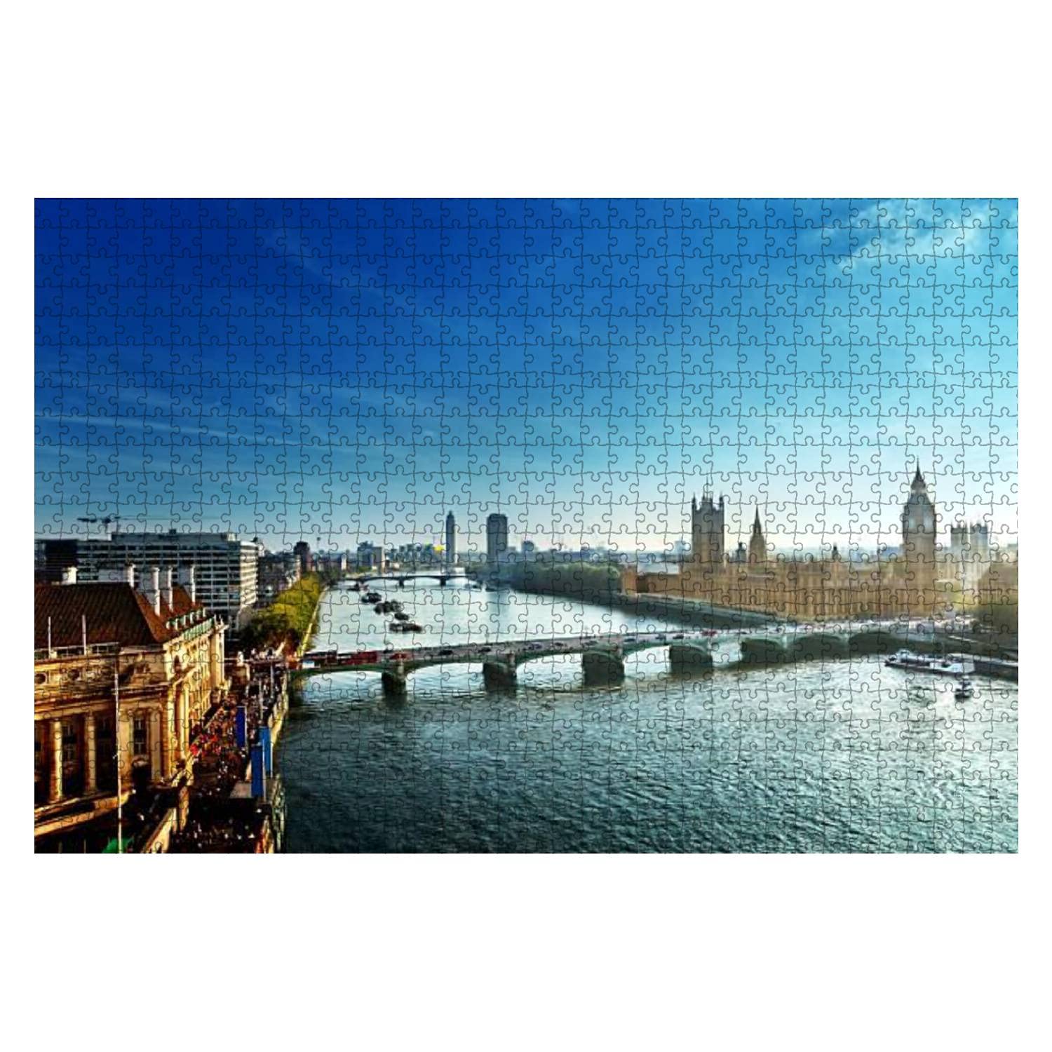 1000 Piece Wooden Jigsaw Puzzle - Westminster Aerial View of London UK | Educational Puzzle for Kids & Adults | Stress Relief & Brain Training | Perfect for Family Game Night & Classroom Activities