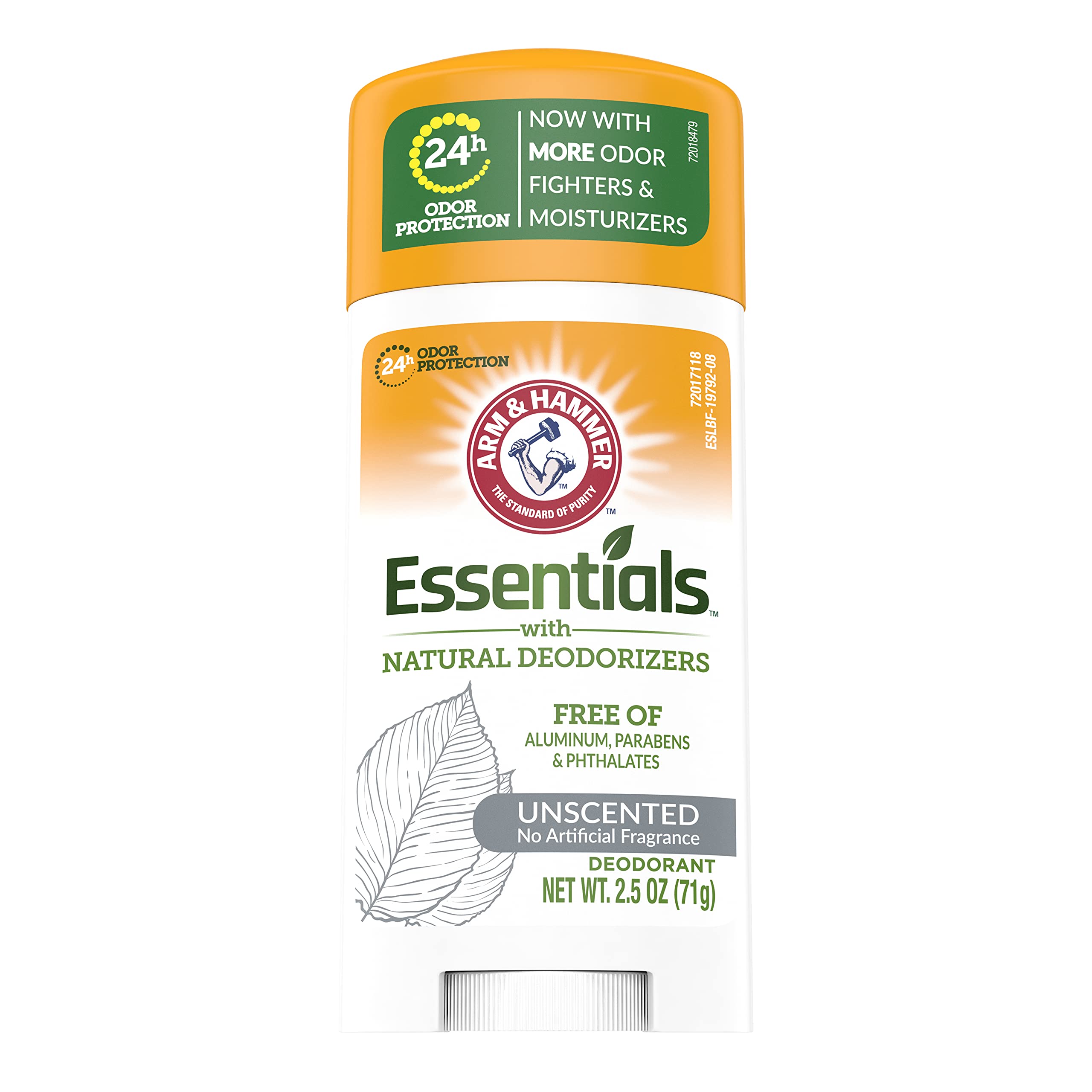 ARM & Hammer Essentials Solid Deodorant Unscented 2.5 oz (Pack of 12) | Aluminum-Free, Natural Deodorant for Men & Women | All-Day Odor Protection for Gym, Work & Daily Use