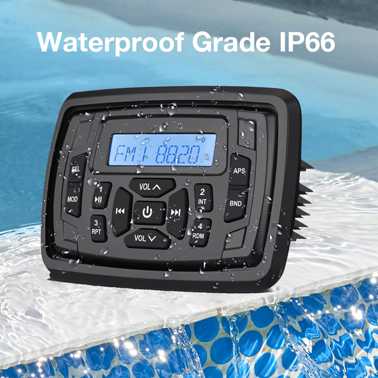 HASDA Waterproof Marine Bluetooth Radio - Digital Audio System Receiver with FM/AM Radio, Boat Speakers & Antenna for Boats, Cars, ATV, UTV, RV | Perfect for Outdoor Adventures, Fishing Trips & Road Trips