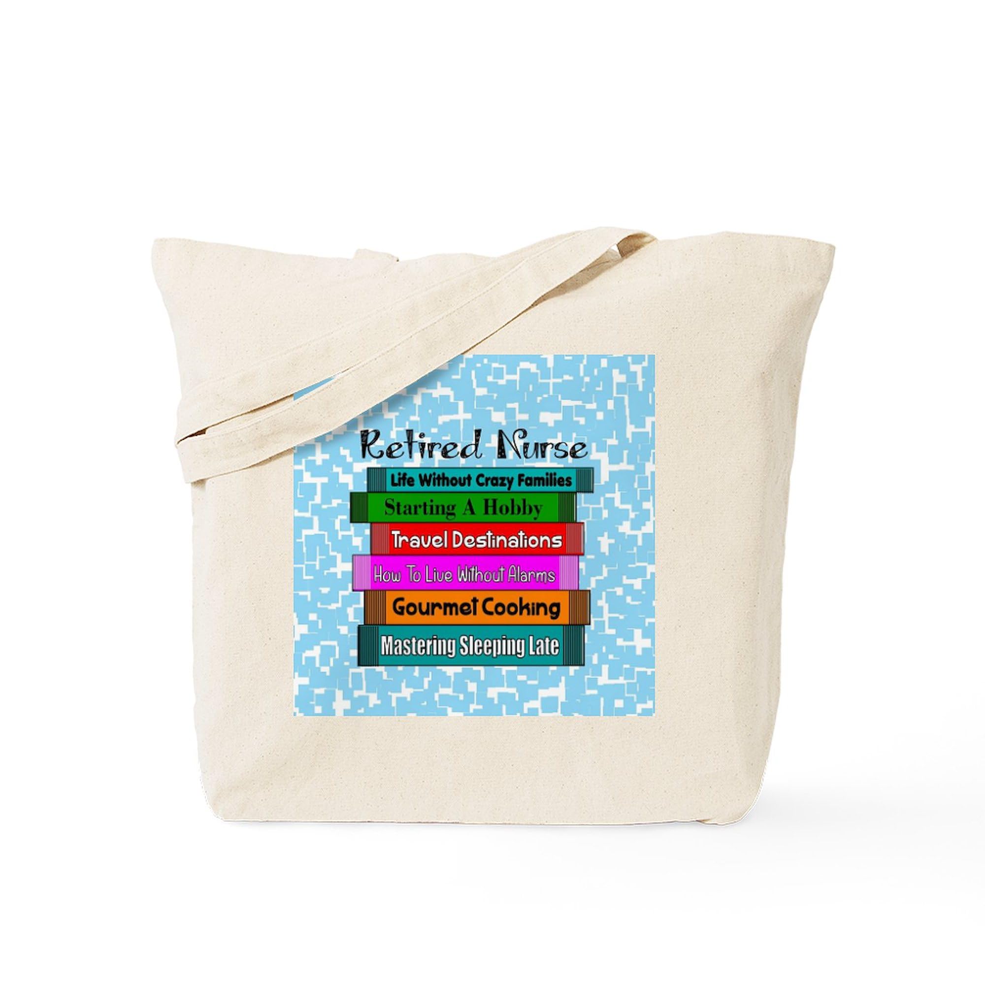 Retired Nurse Books Tote Bag - Natural Canvas Reusable Shopping Bag for Nurses, Medical Professionals & Book Lovers | Perfect for Work, Groceries & Library Visits