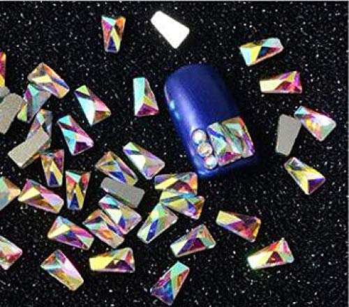 100Pcs False Nail Tips with AB Clear Rhinestones (4-10mm) - Flatback Czech Crystal Nail Art Decorations for Acrylic Nails, Gel Extensions & DIY Manicure - Perfect for Bridal, Party & Special Occasion Nail Designs