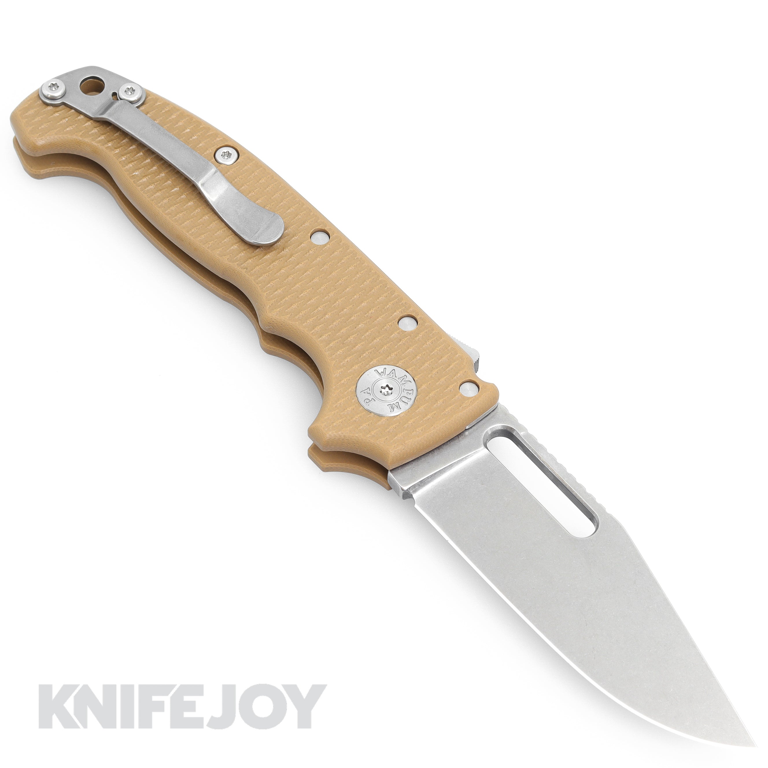 Demko AD20 Folding Knife - 3V Steel Clip Point Blade, Full Flat Grind (FFG), Brown G10 Handle - EDC, Outdoor, Hunting & Survival Gear