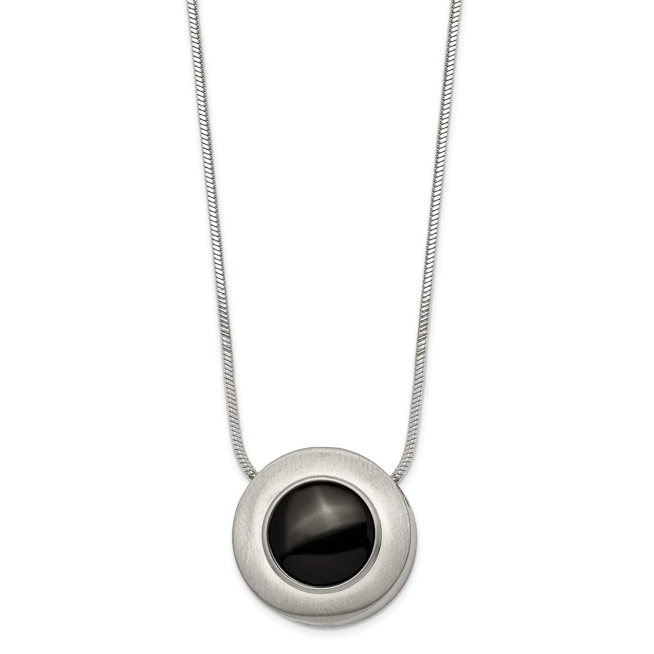 Lex & Lu 18'' Titanium Necklace with Black Ceramic - Brushed & Polished Finish for Women, Perfect for Everyday Wear, Gifts & Special Occasions