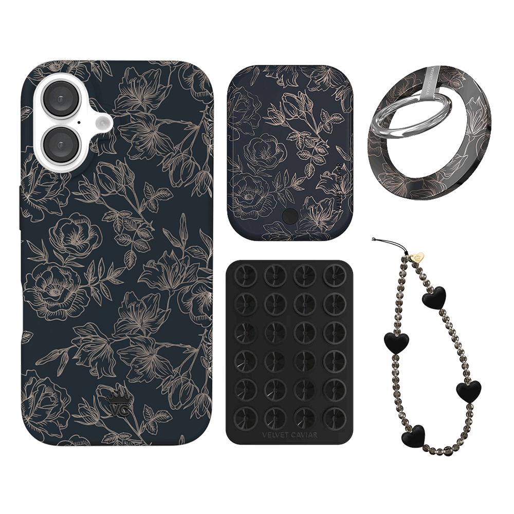 Floral Rose Gold Chrome iPhone Case with Grip - Elegant Protective Cover for iPhone 13/14/15 Pro Max - Perfect for Everyday Use, Work, and Travel