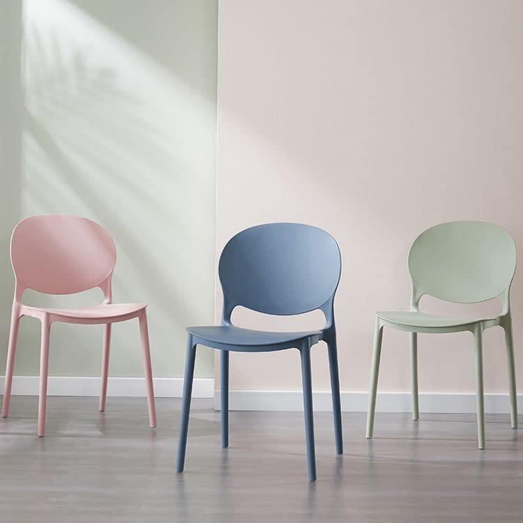 Mid Century Modern Dining Chairs - Stackable Plastic Armless Side Chairs for Kitchen, Dining Room & Living Room | Open Back Design | Blackish Green (Set of 1) | Perfect for Small Spaces & Contemporary Home Decor