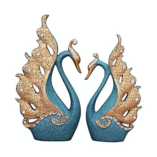 Elegant Blue Swan Couple Statue - Modern Home Decor Sculpture, Wedding Gift for Friends & Lovers - Perfect for Living Room, Bedroom, or Garden Decoration