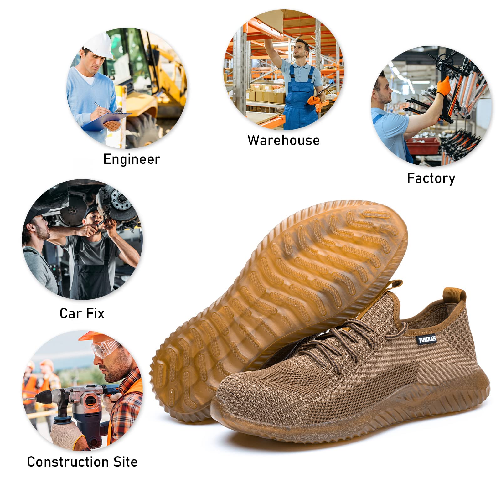 **Waterproof Steel Toe Work Shoes for Men - Non-Slip Safety Sneakers for Construction, Warehouse & Industrial Use - Durable & Comfortable for All-Day Wear**