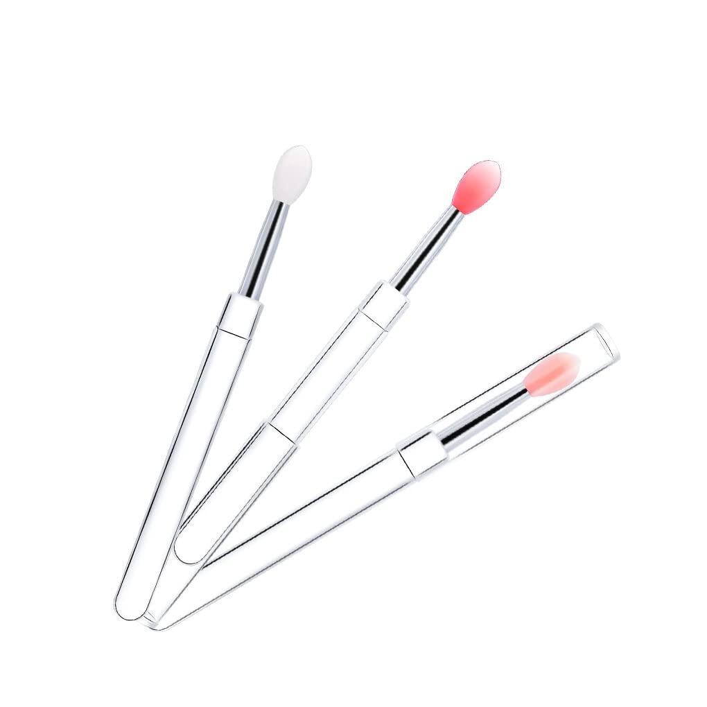 3 Pack Professional Handheld Lip Brush Set - Reusable Makeup & Eyeshadow Brushes for Travel, Portable Beauty Tools for On-the-Go Touch Ups