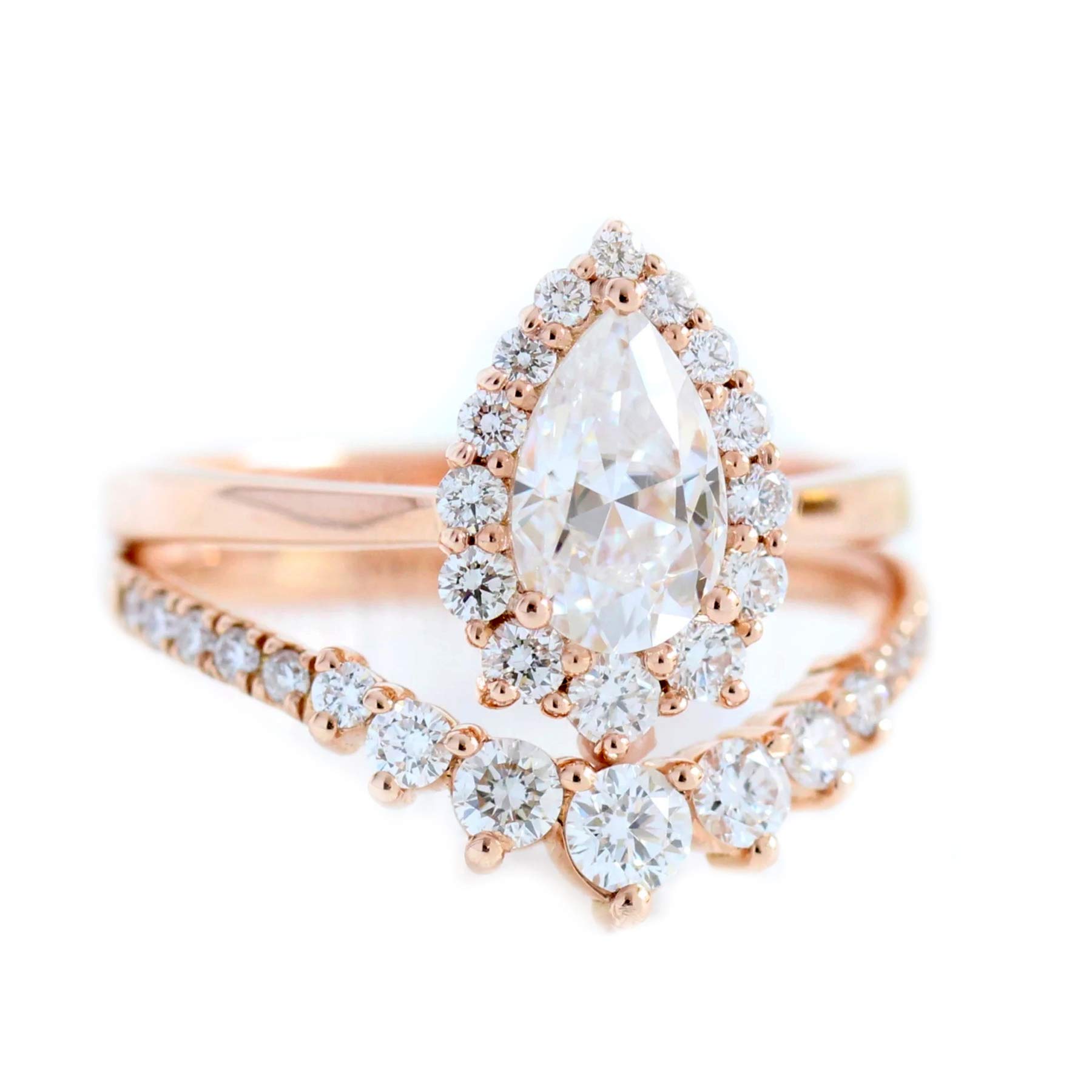 925 Sterling Silver Rose Gold Tiara Ring with White Zirconia - Stackable Halo Ring for Women | Elegant Jewelry for Weddings, Parties & Special Occasions